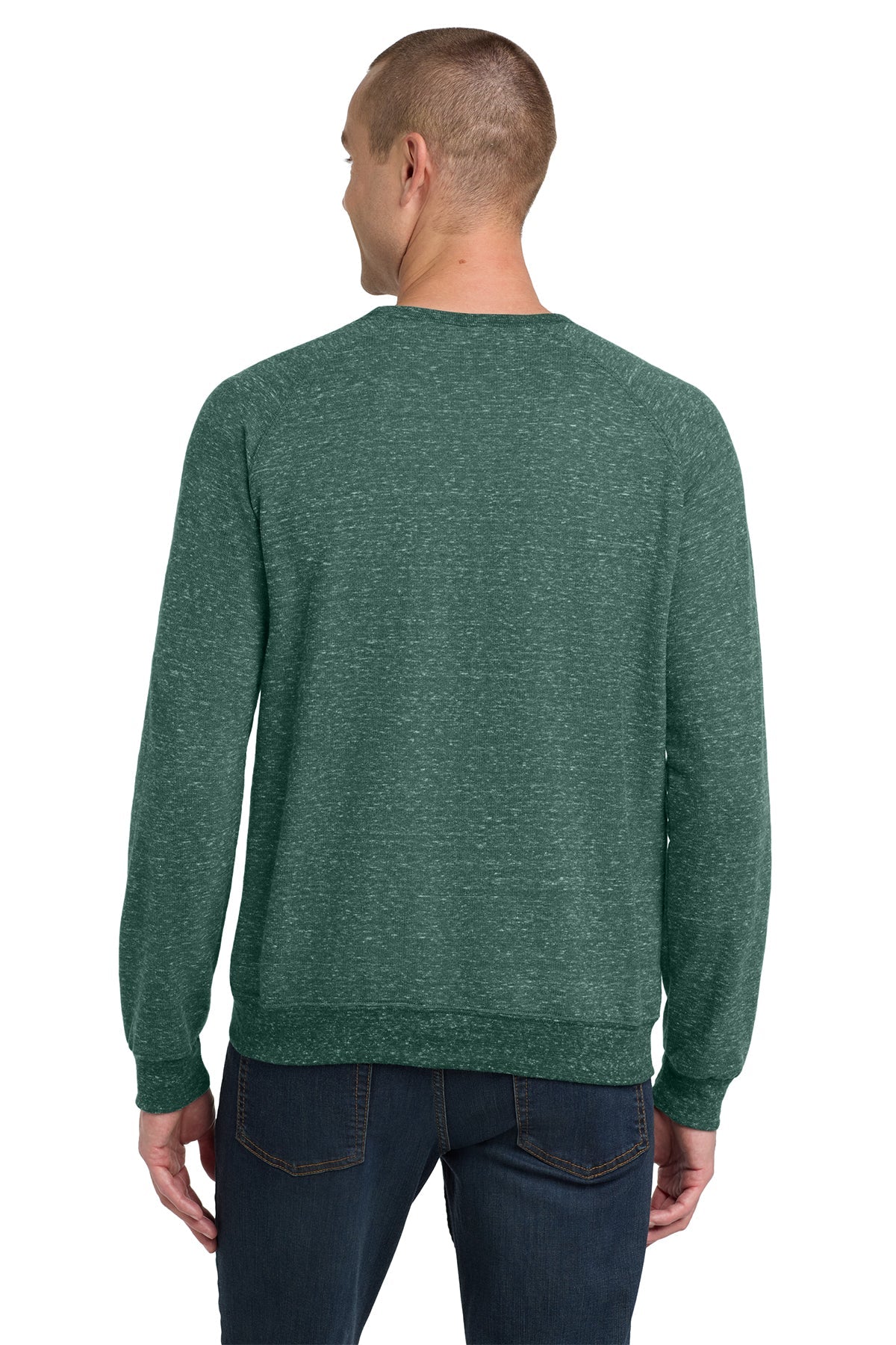 Jerzees Snow Heather French Terry Raglan Crew 91M Forest Green
