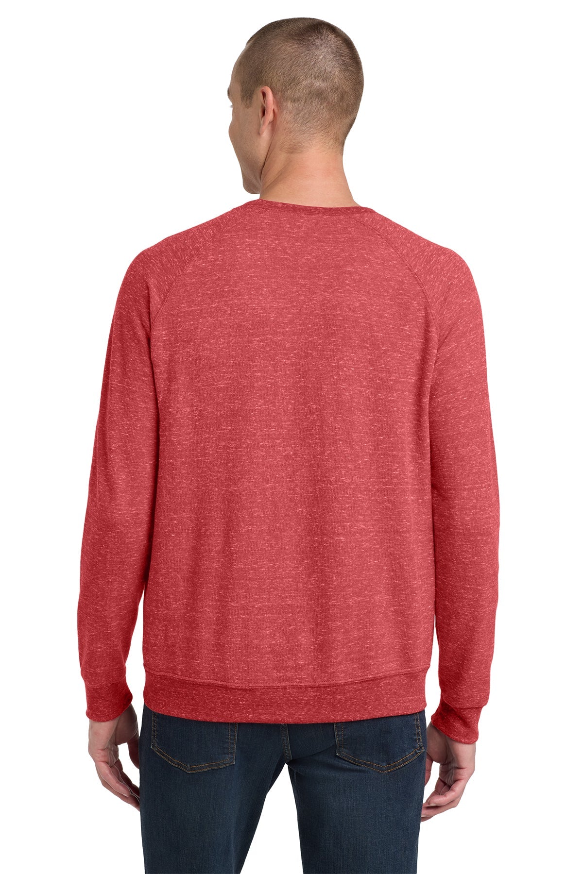 Jerzees Snow Heather French Terry Raglan Crew 91M Red