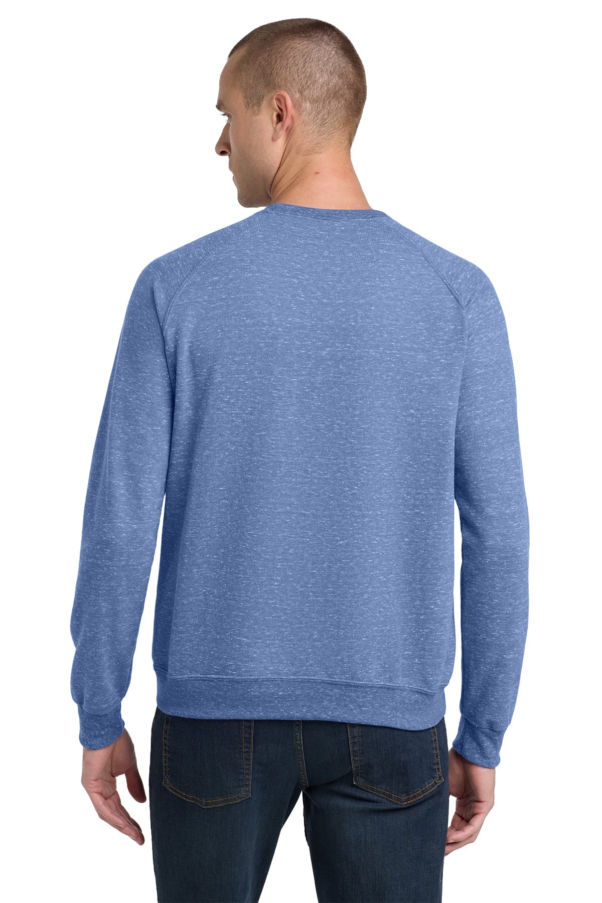 Jerzees Snow Heather French Terry Raglan Crew 91M Royal