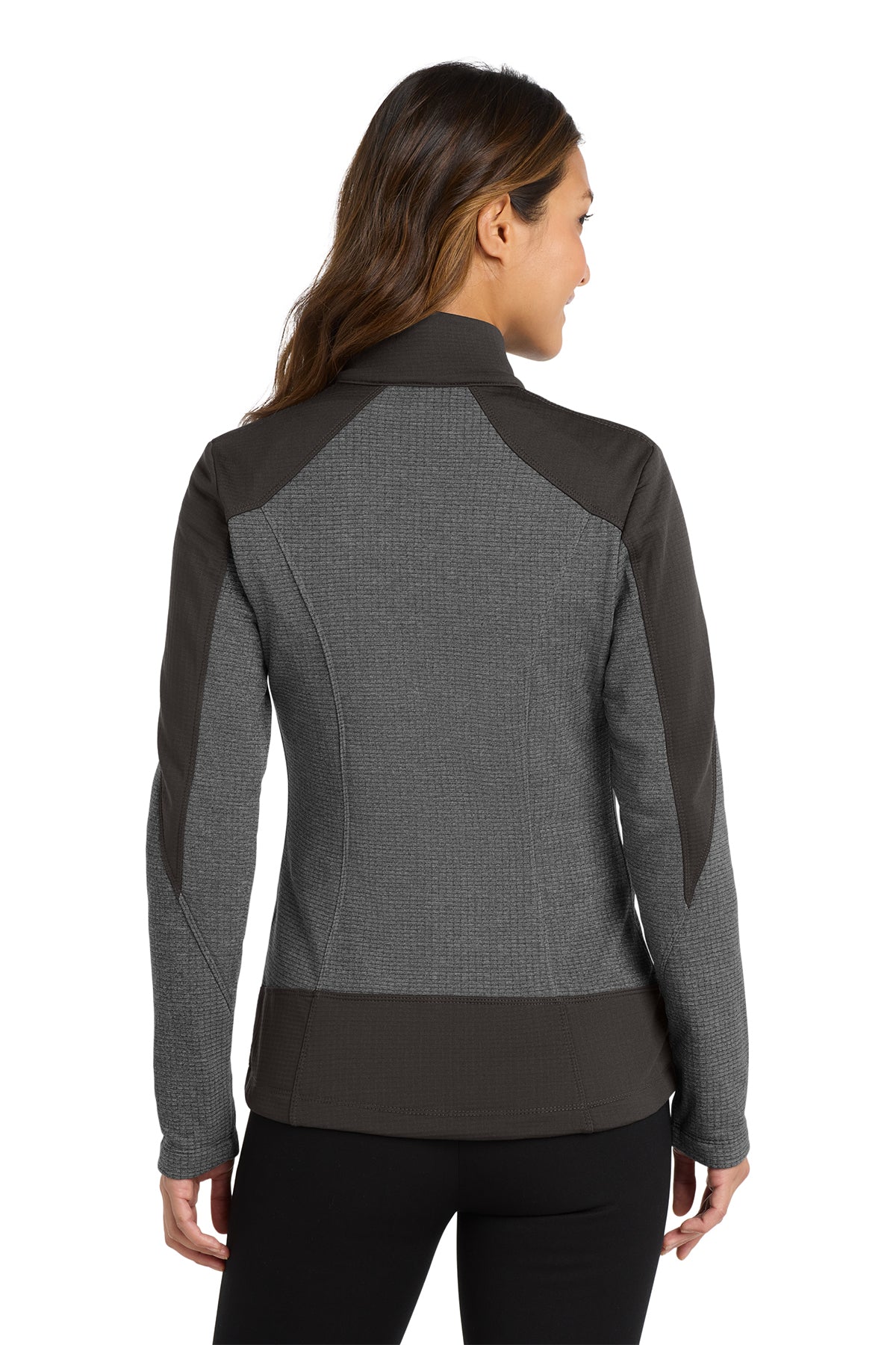 Port Authority Women's Grid Fleece Custom Jackets, Grey Smoke Heather/ Grey Smoke