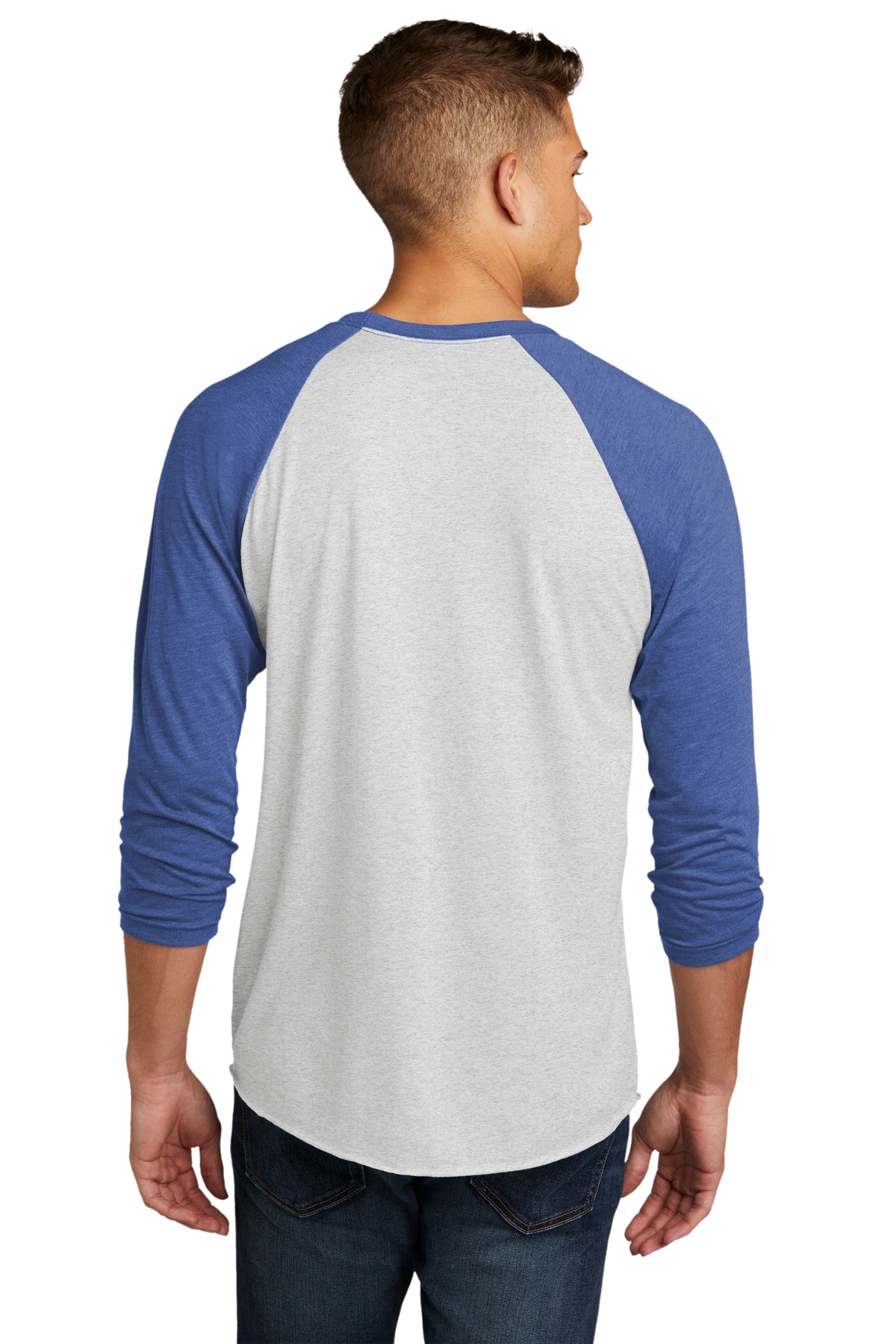 Next Level 3/4-Sleeve Custom Raglan Tee's, Vintage Royal/ Heather White [Vision Electric and Systems]