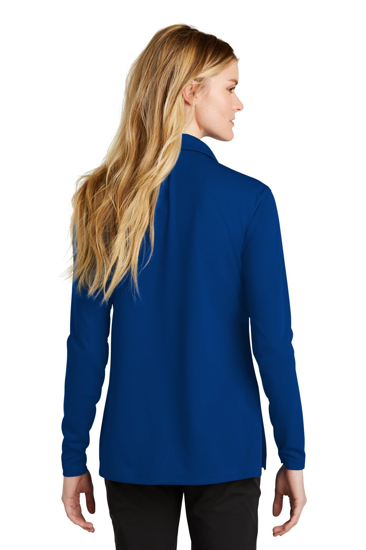 Nike Ladies Dri-FIT Micro Pique Long Sleeve Custom Polos, Gym Blue [TW Constructors]