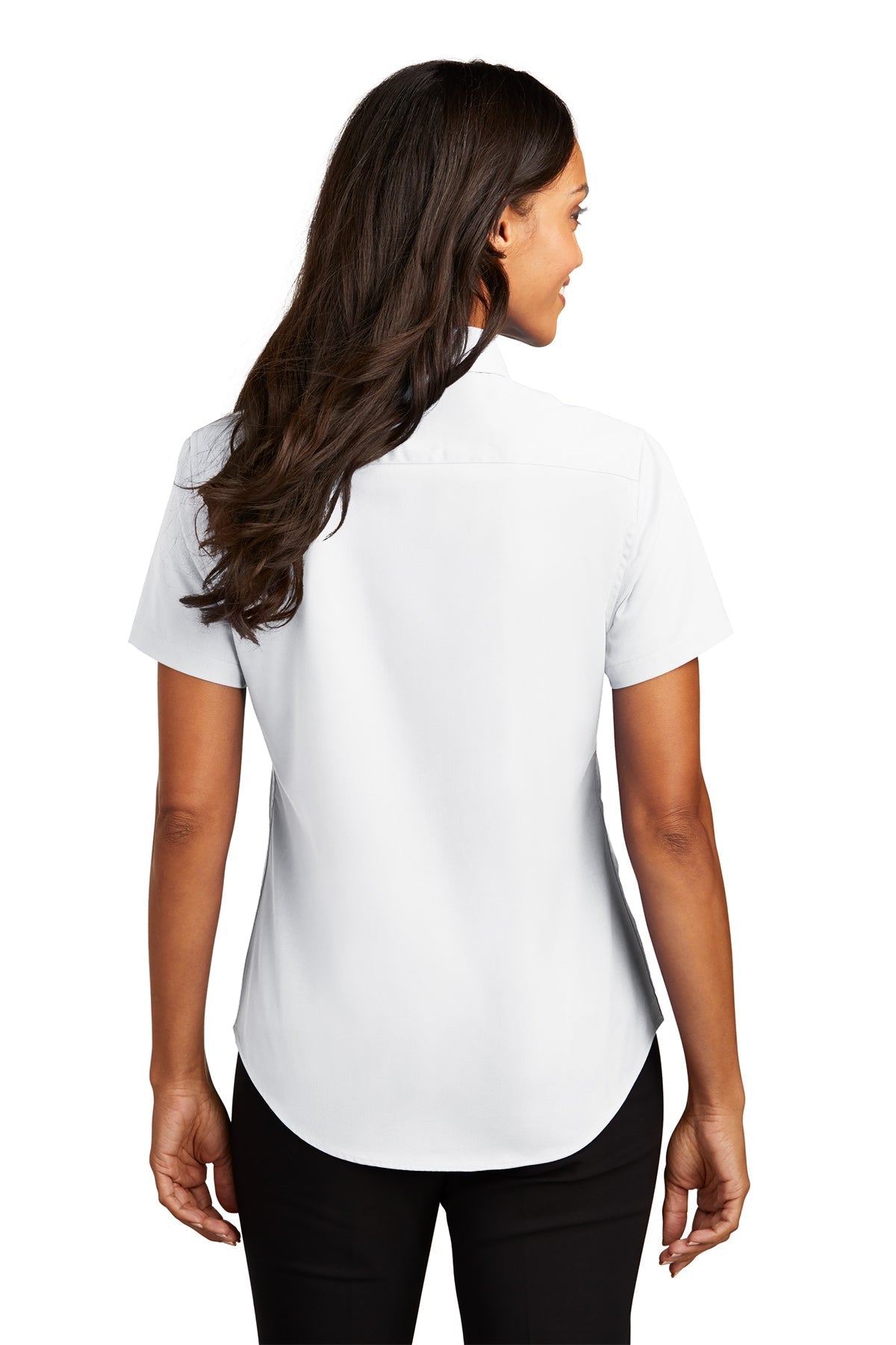 Port Authority Ladies Short Sleeve Easy Care Branded Shirts, White/Light Stone [Vision Electric and Systems]