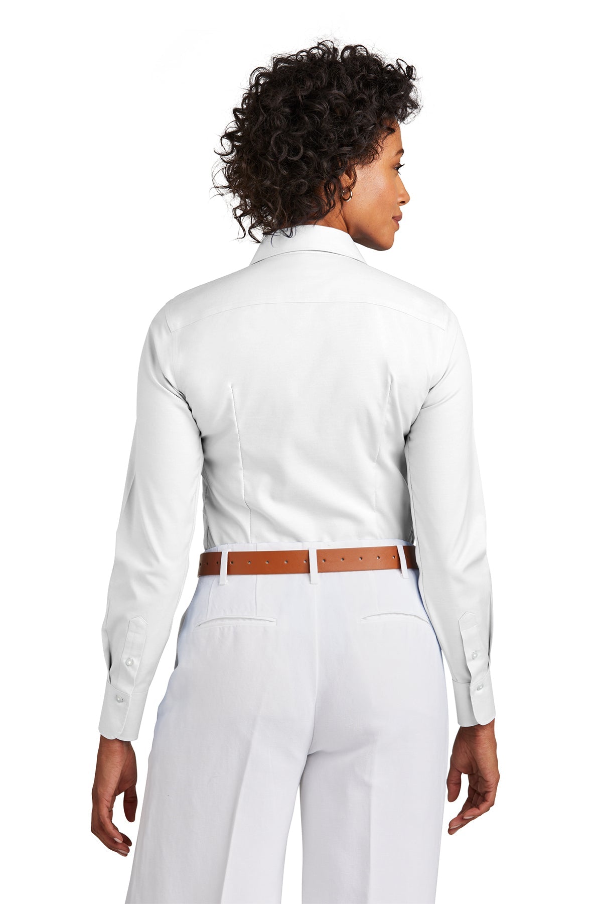 Brooks Brothers Womens Wrinkle-Free Stretch Pinpoint Shirt, White [Glazing Solutions]