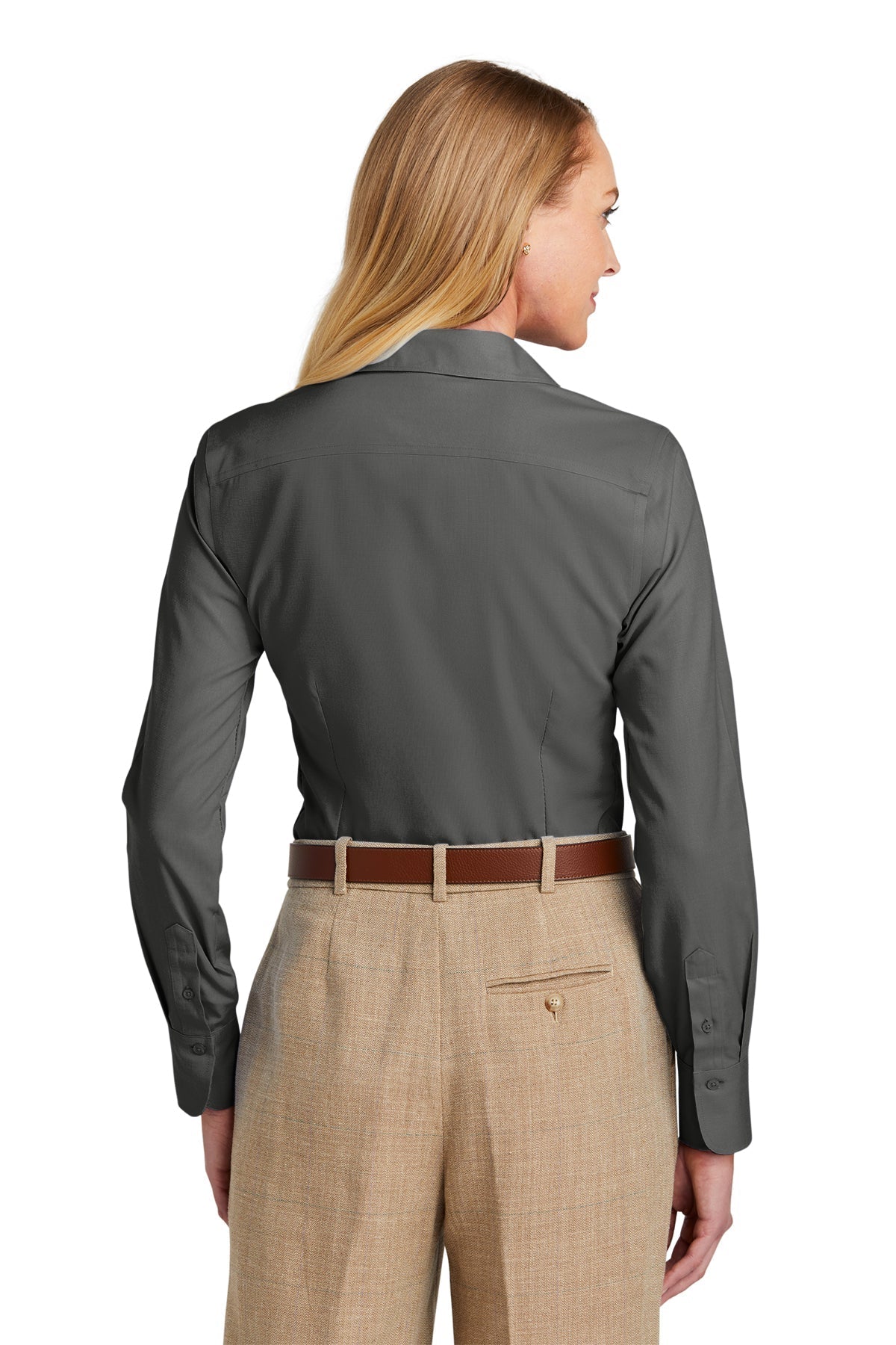 Brooks Brothers Womens Wrinkle-Free Stretch Nailhead Shirt, Deep Black [Fire Solutions]