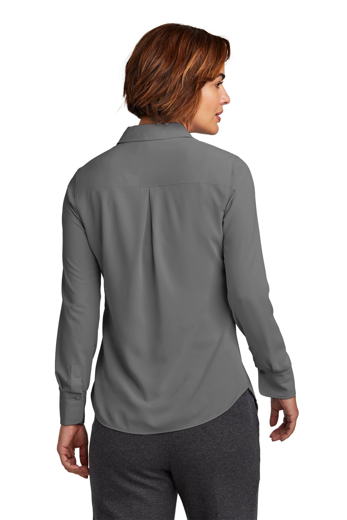 Brooks Brothers Womens Full-Button Satin Blouse, Shadow Grey [Vision Electric and Systems]