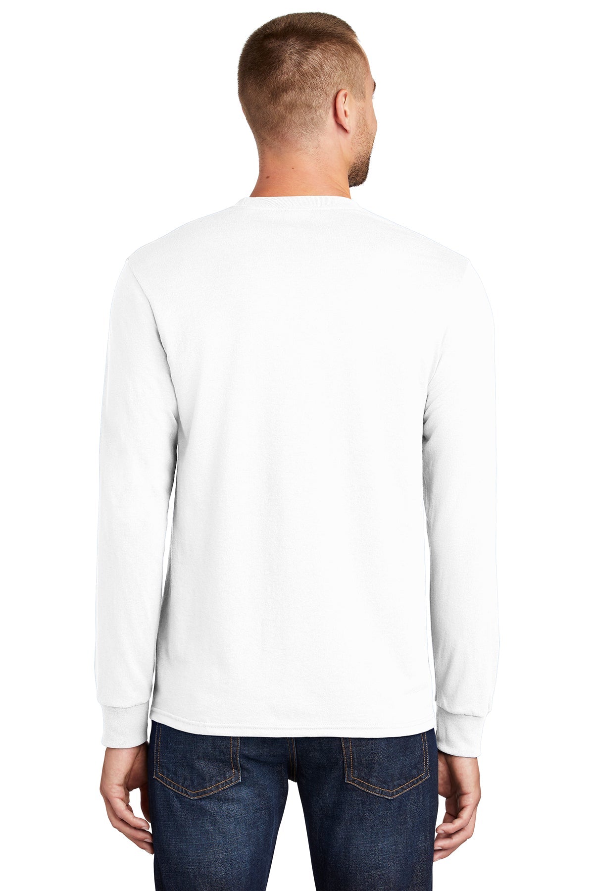 Port & Company Long Sleeve Branded Core Blend Tee's, White [Claritas Rx]
