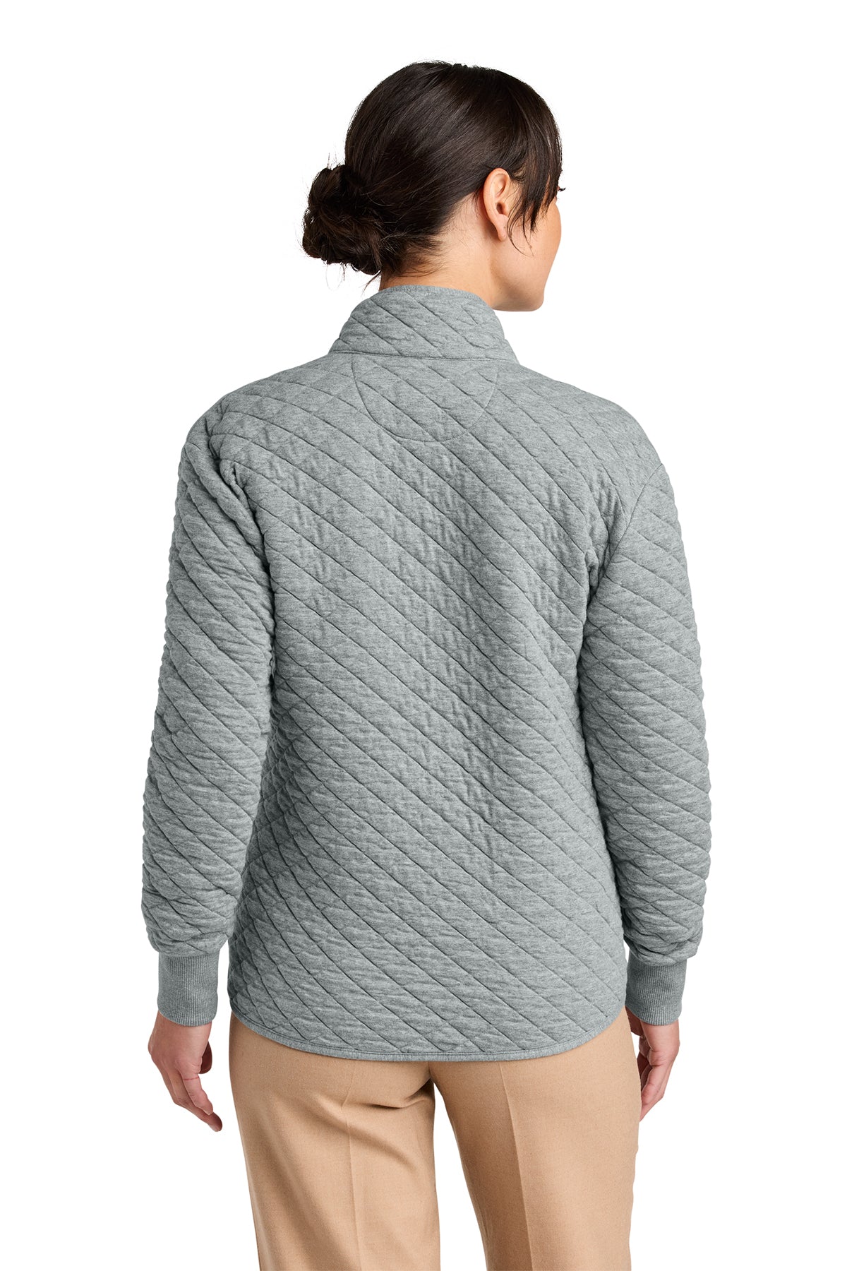 Brooks Brothers Womens Diamond Quilt Custom Full-Zips, Light Shadow Grey Heather