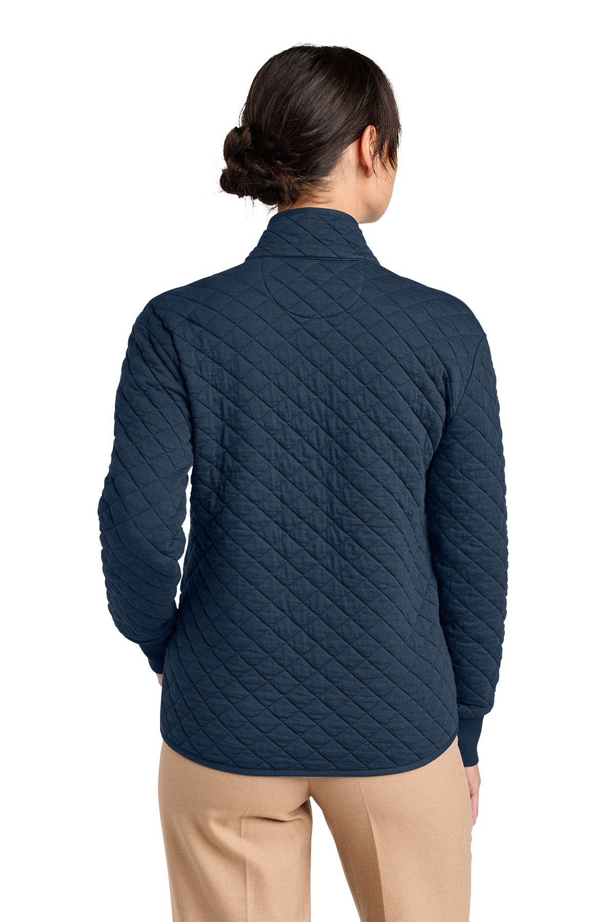 Brooks Brothers Womens Diamond Quilt Custom Full-Zips, Navy Blazer