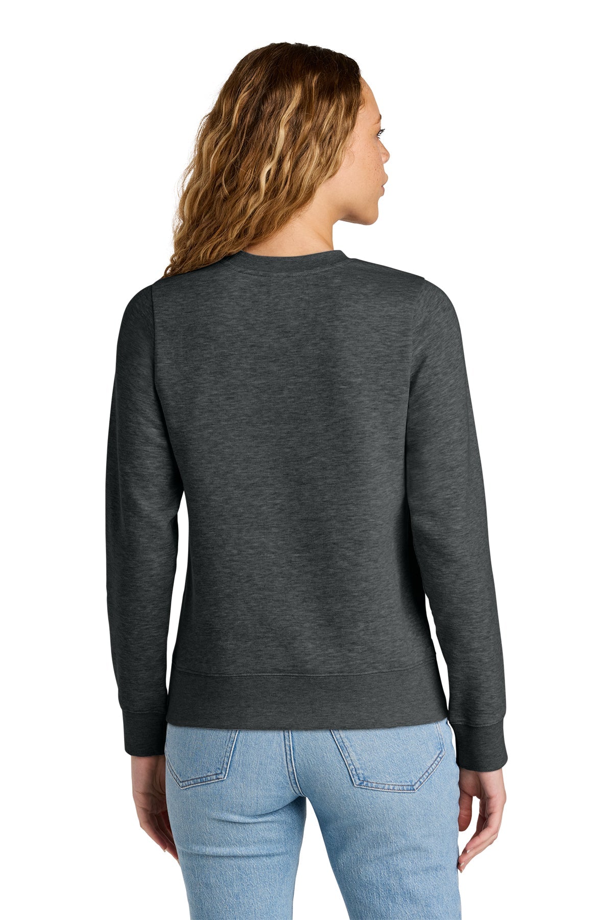 District Womens V.I.T. Custom Fleece Crews, Heathered Charcoal