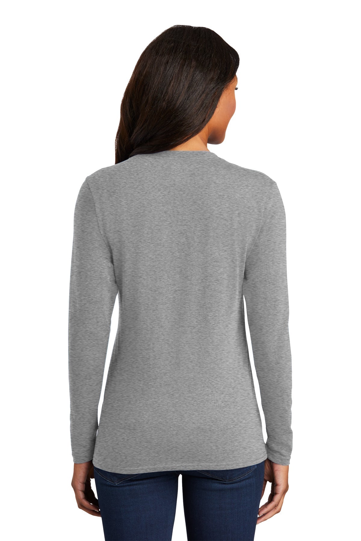 Port & Company Ladies Long Sleeve Custom Core Cotton Tee's, Athletic Heather [Claritas Rx]