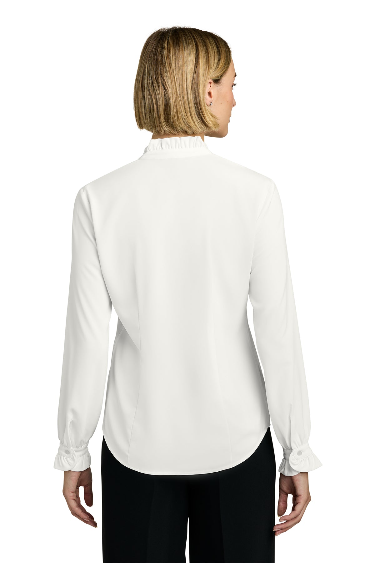 Brooks Brothers Womens Long Sleeve Ruffle Collar Custom Blouse, White [Dunbar]