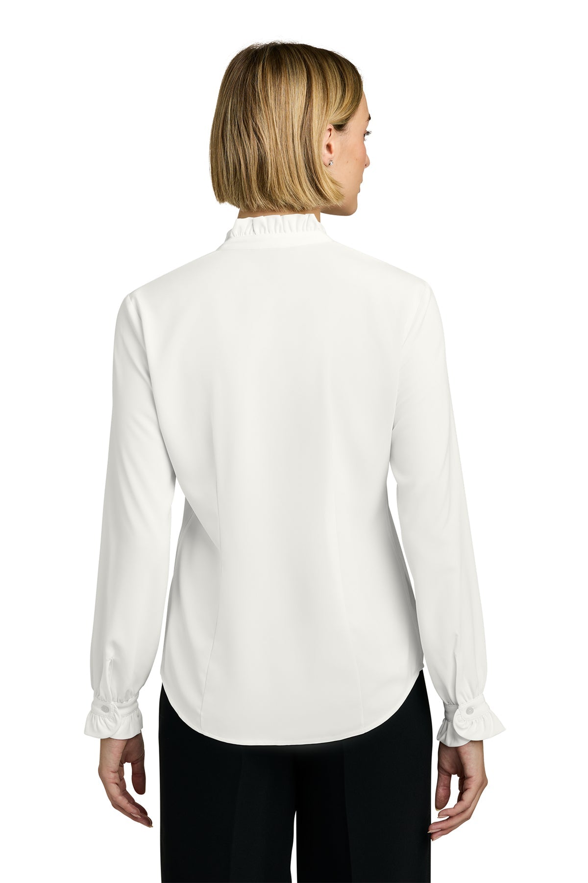 Brooks Brothers Womens Long Sleeve Ruffle Collar Custom Blouse, White [Kizen]