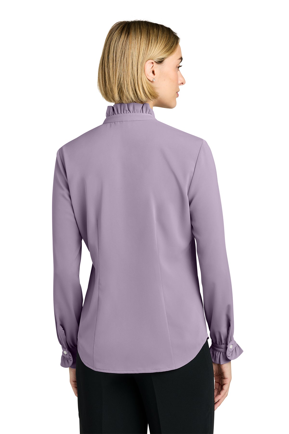Brooks Brothers Womens Long Sleeve Ruffle Collar Custom Blouse, Purple
