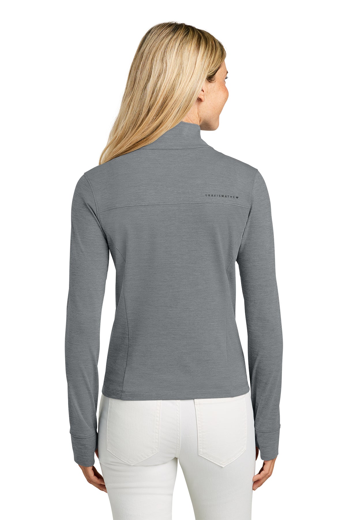 TravisMathew Women’s Onward Custom 1/2-Zips, Quiet Shade Grey Heather [Executive Construction]