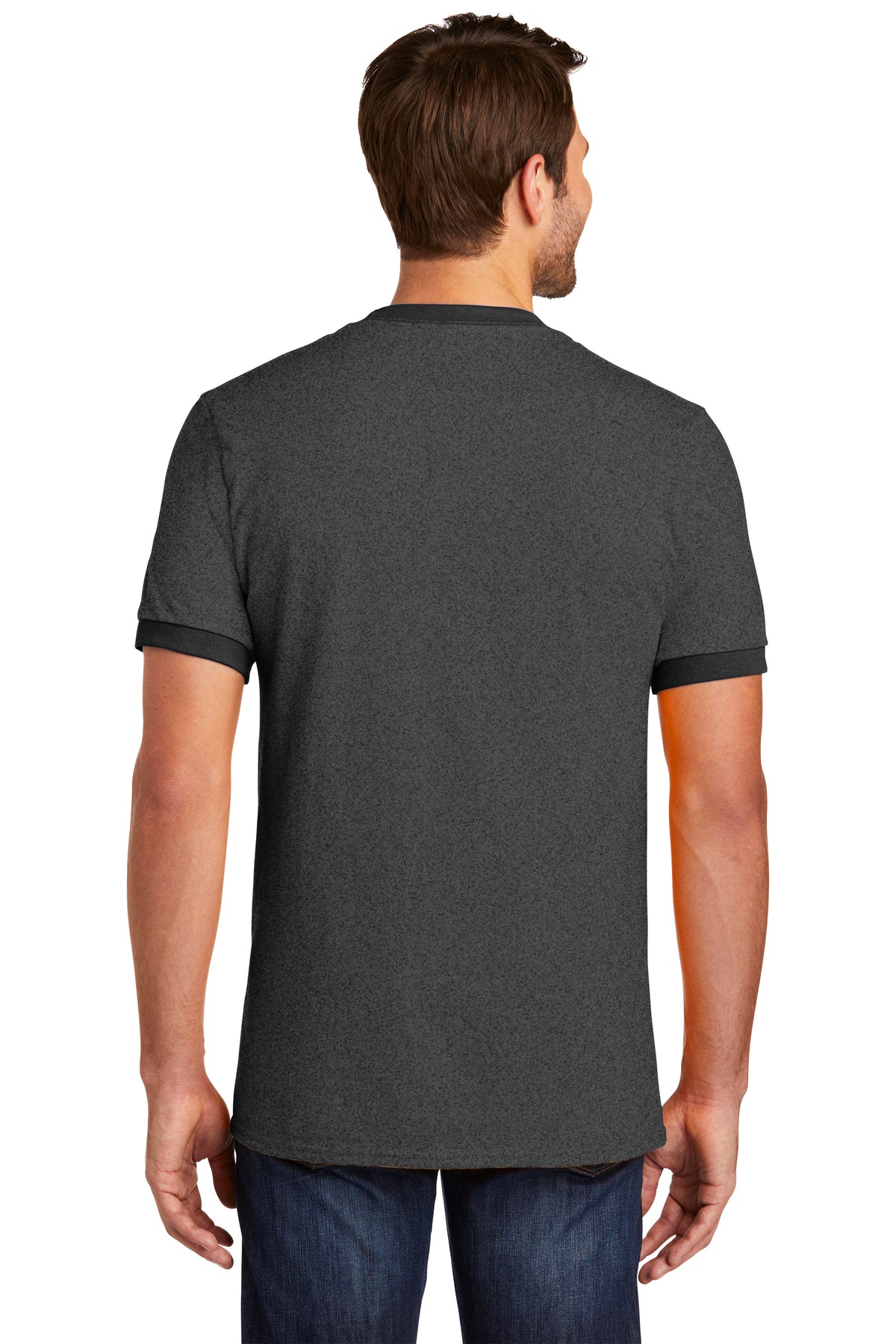 Port & Company Core Cotton Custom Ringer Tee's, Dark Heather Grey/ Jet Black [Fire Solutions]