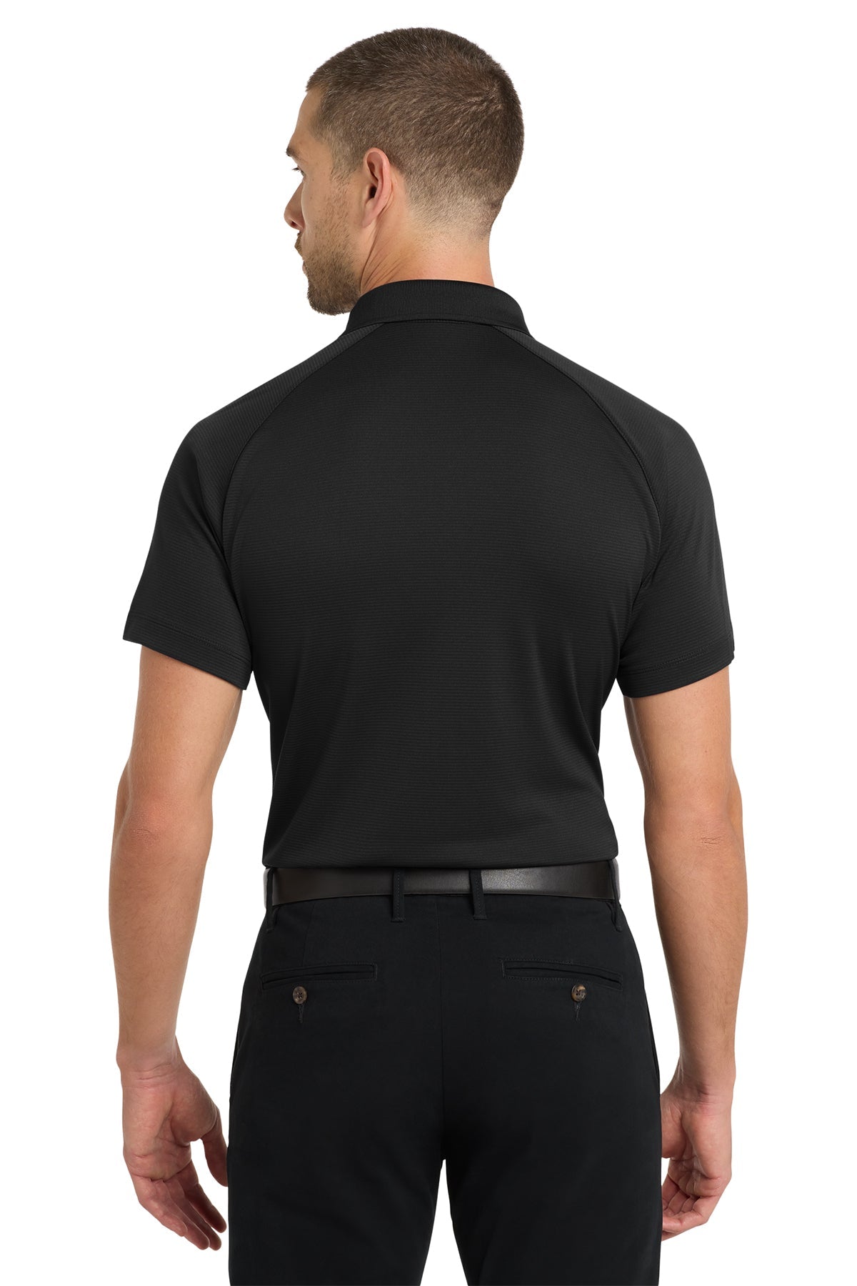 Port Authority Crossover Raglan Custom Polos, Black [Sentinel Management]