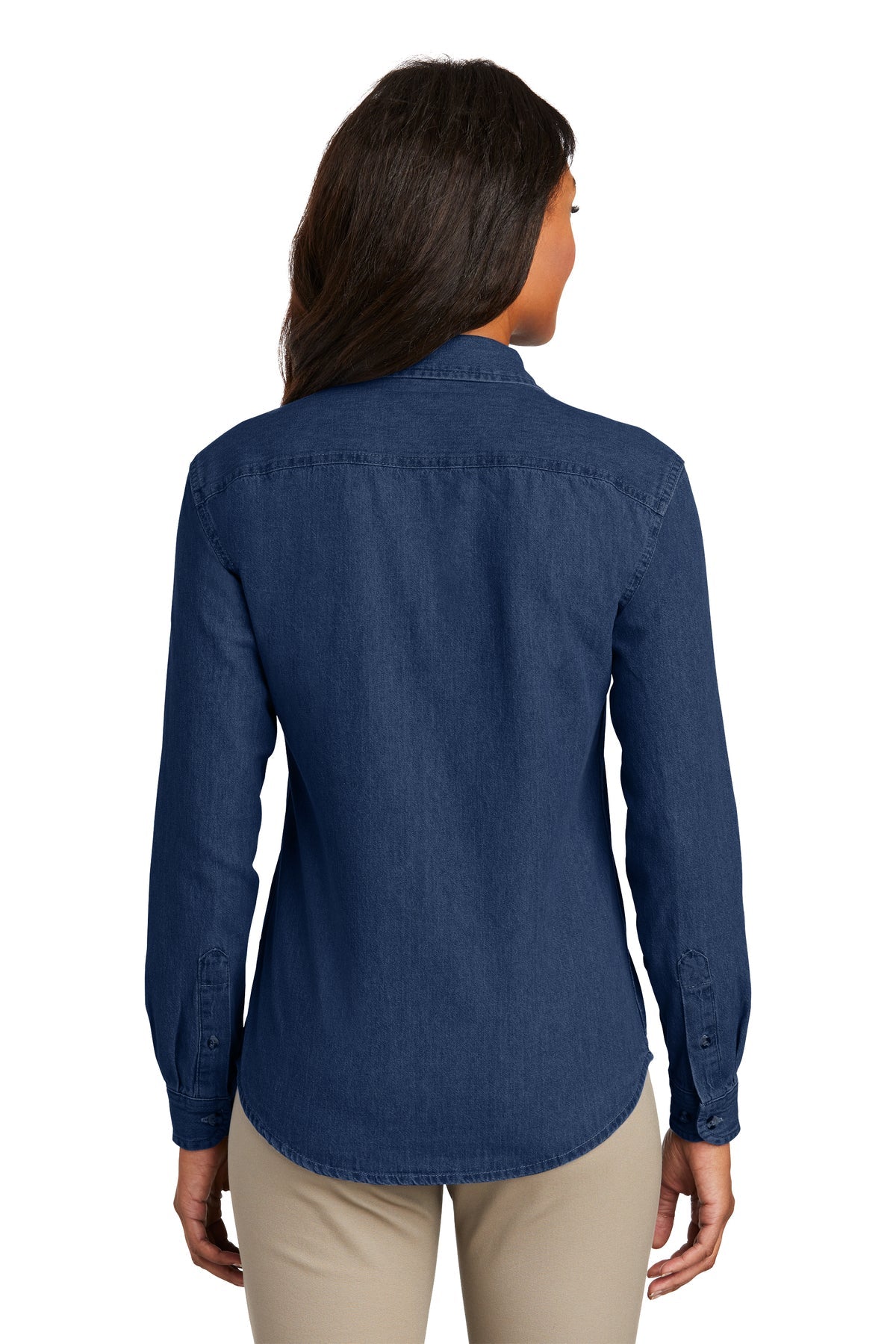 Port & Company Ladies Long Sleeve Custom Denim Shirts, Ink Blue [Mechanical Solutions]