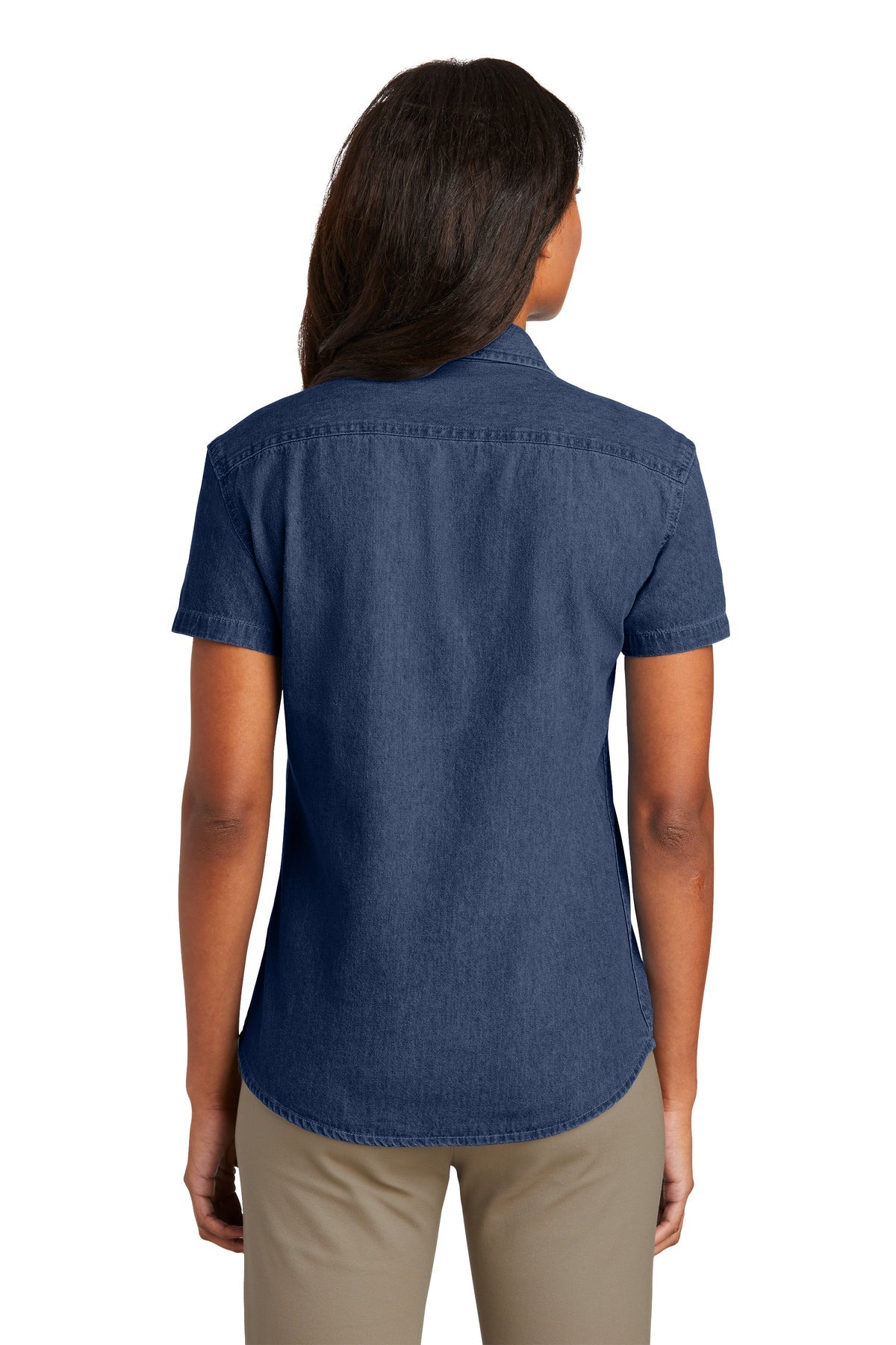 Port & Company Ladies Short Sleeve Custom Denim Shirts, Ink Blue [Glazing Solutions]