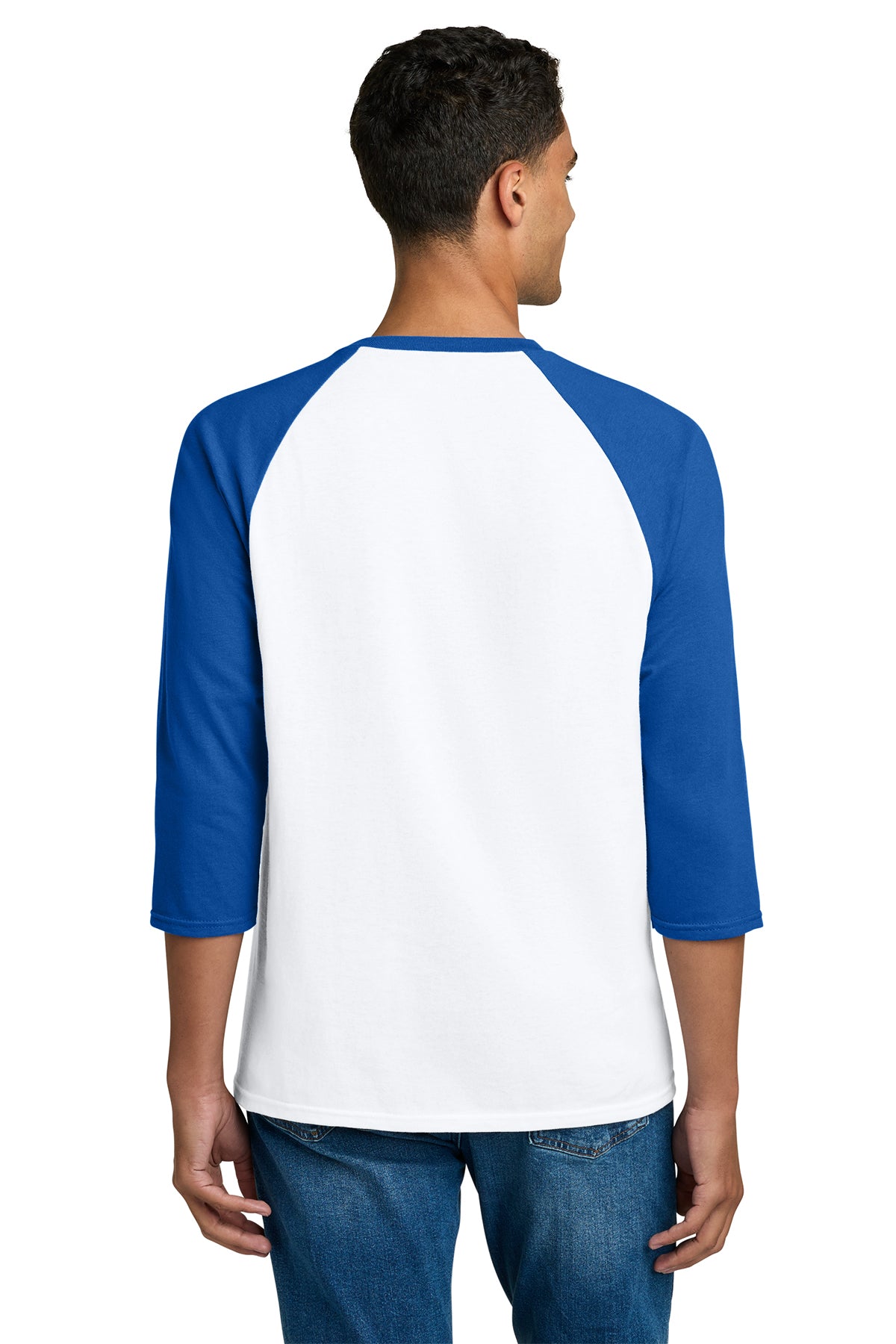 gildan heavy cotton 3 4 sleeve raglan t shirt 5700 white/ royal