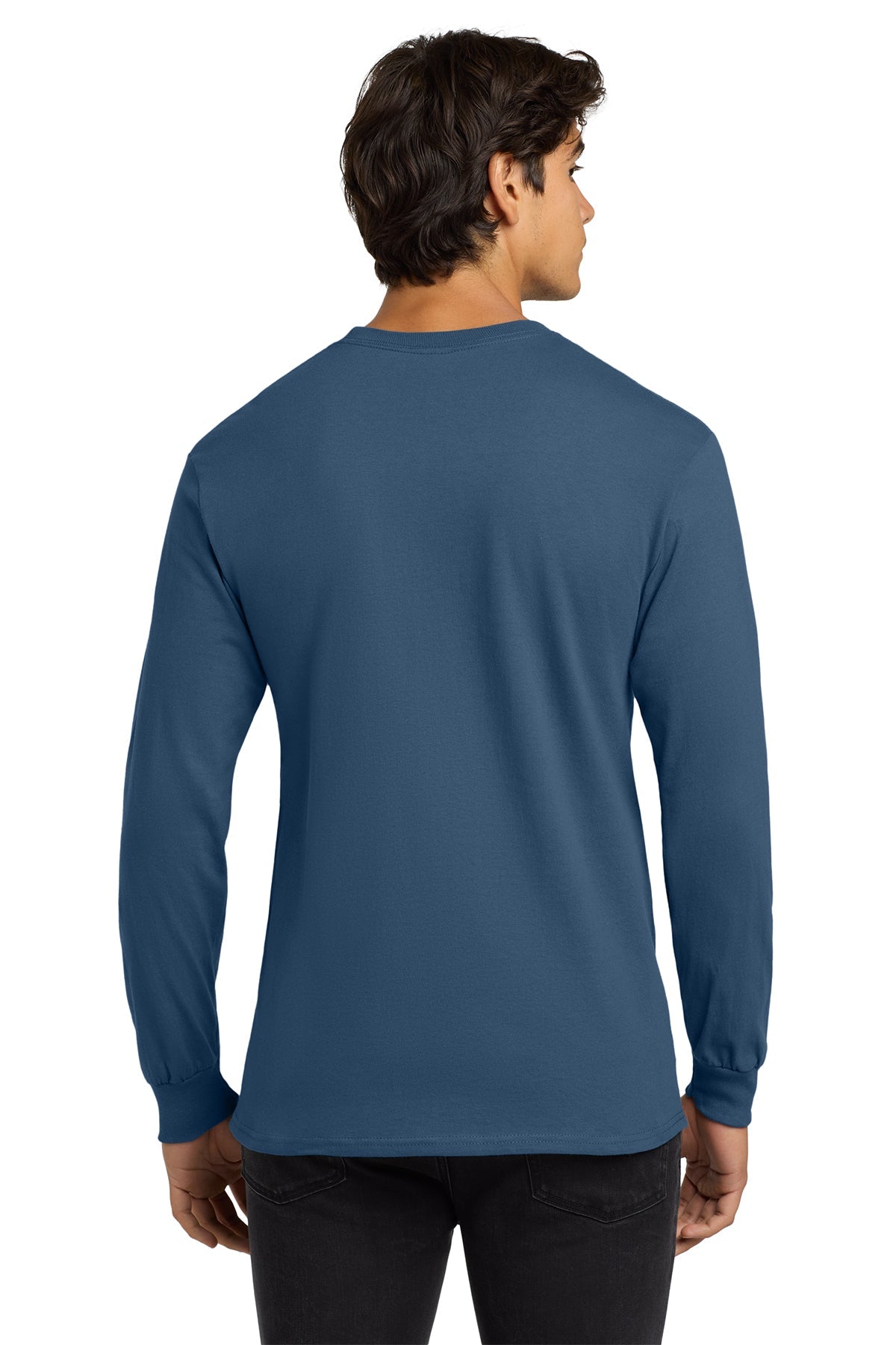 Gildan Ultra Cotton Long Sleeve T Shirt Indigo Blue [Benjamin and Company]