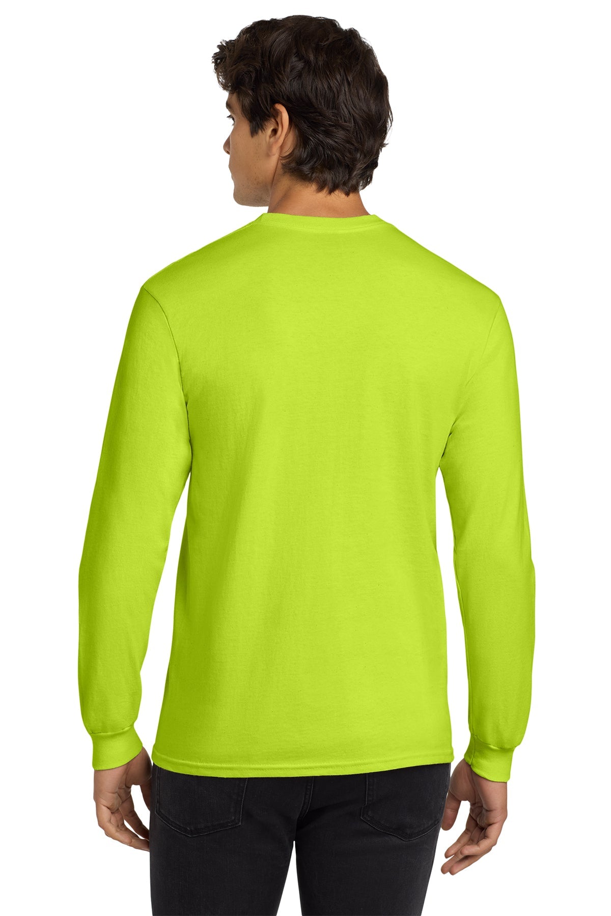gildan ultra cotton long sleeve t shirt g2400 safety green