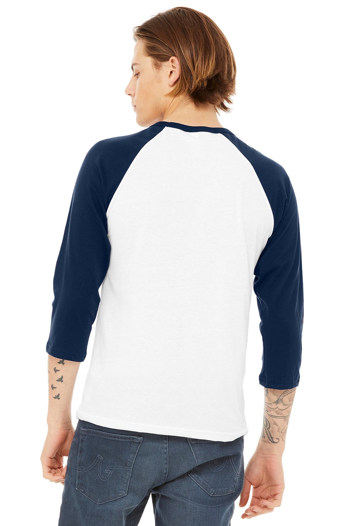Bella Canvas Unisex 3/4-Sleeve Baseball T-Shirt, White/ Navy [Fire Solutions]