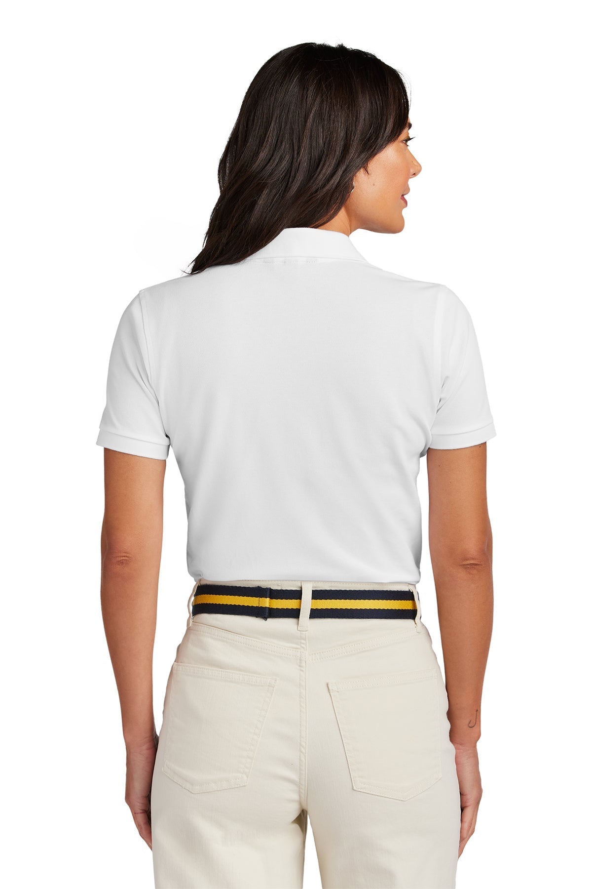 Brooks Brothers Women’s Pima Cotton Pique Custom Polos, White [Fire Solutions]