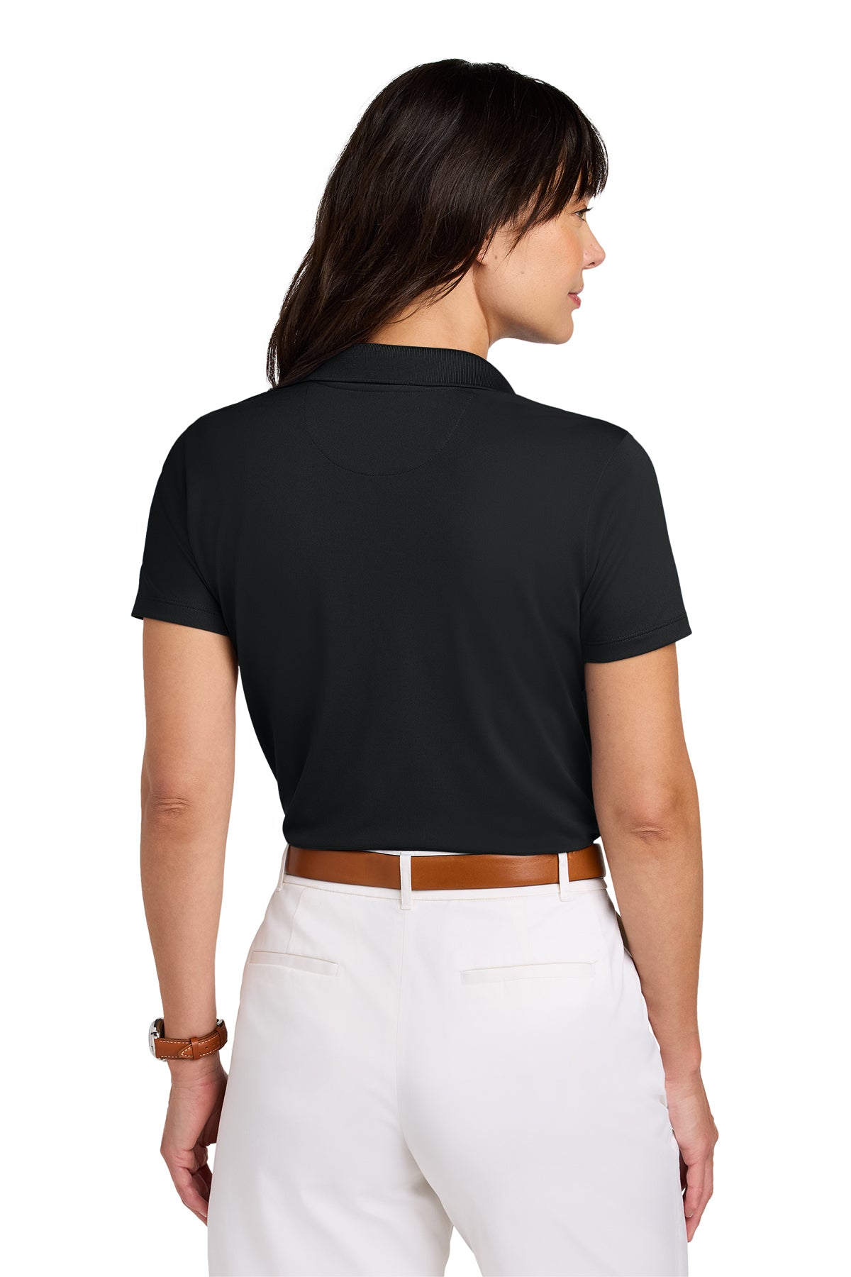 Brooks Brothers Womens Mesh Pique Performance Custom Polos, Deep Black [OneTouch]