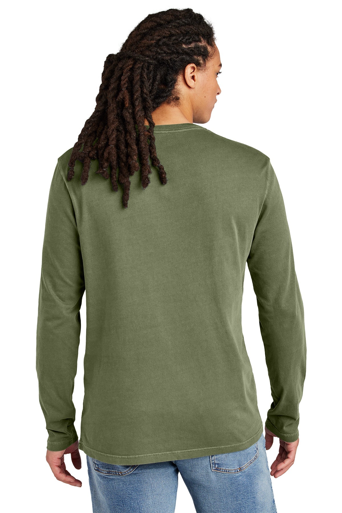 District Wash Long Sleeve Custom Tee's, Olive Drab Green