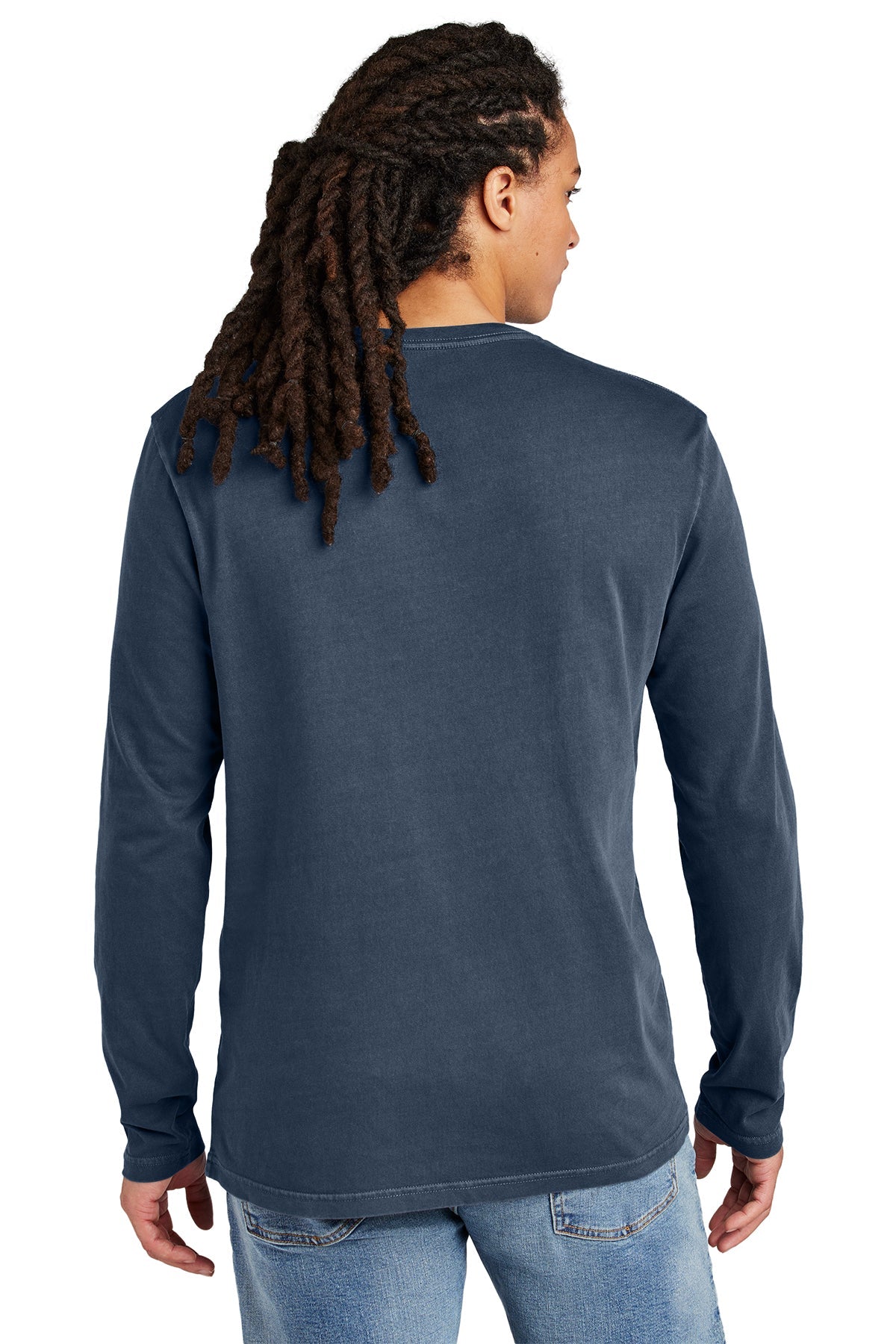 District Wash Long Sleeve Custom Tee's, True Navy