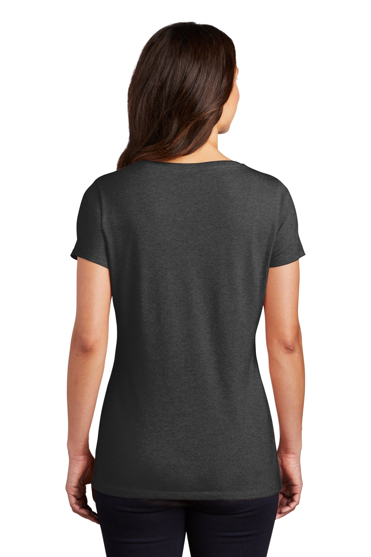 District Womens Perfect Tri V-Neck Custom Tees, Black Frost [Kizen]