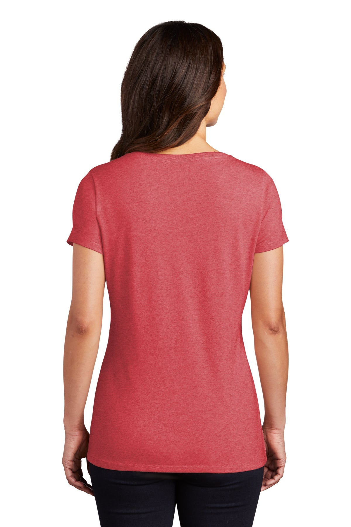 District Womens Perfect Tri V-Neck Custom Tees, Red Frost