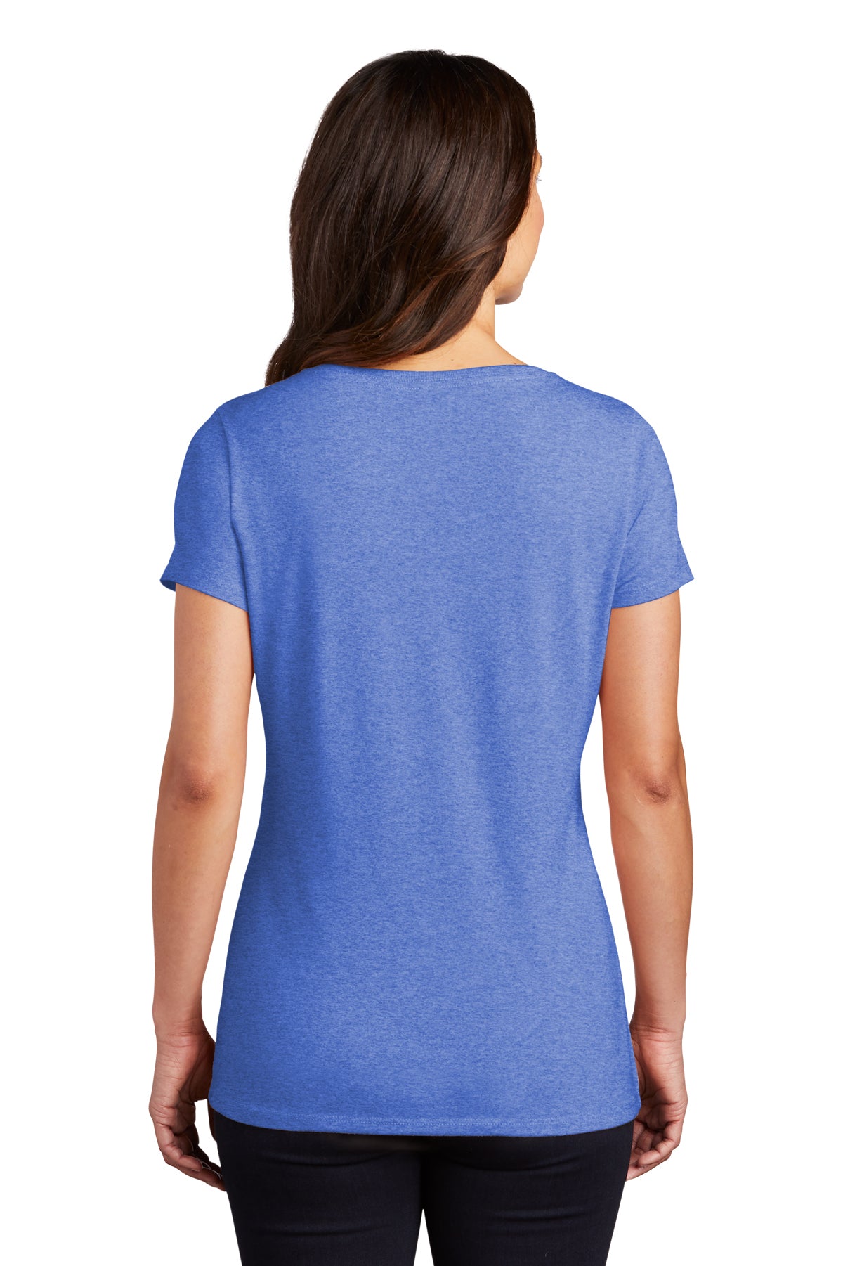 District Womens Perfect Tri V-Neck Custom Tees, Royal Frost [Shelter of Flint]
