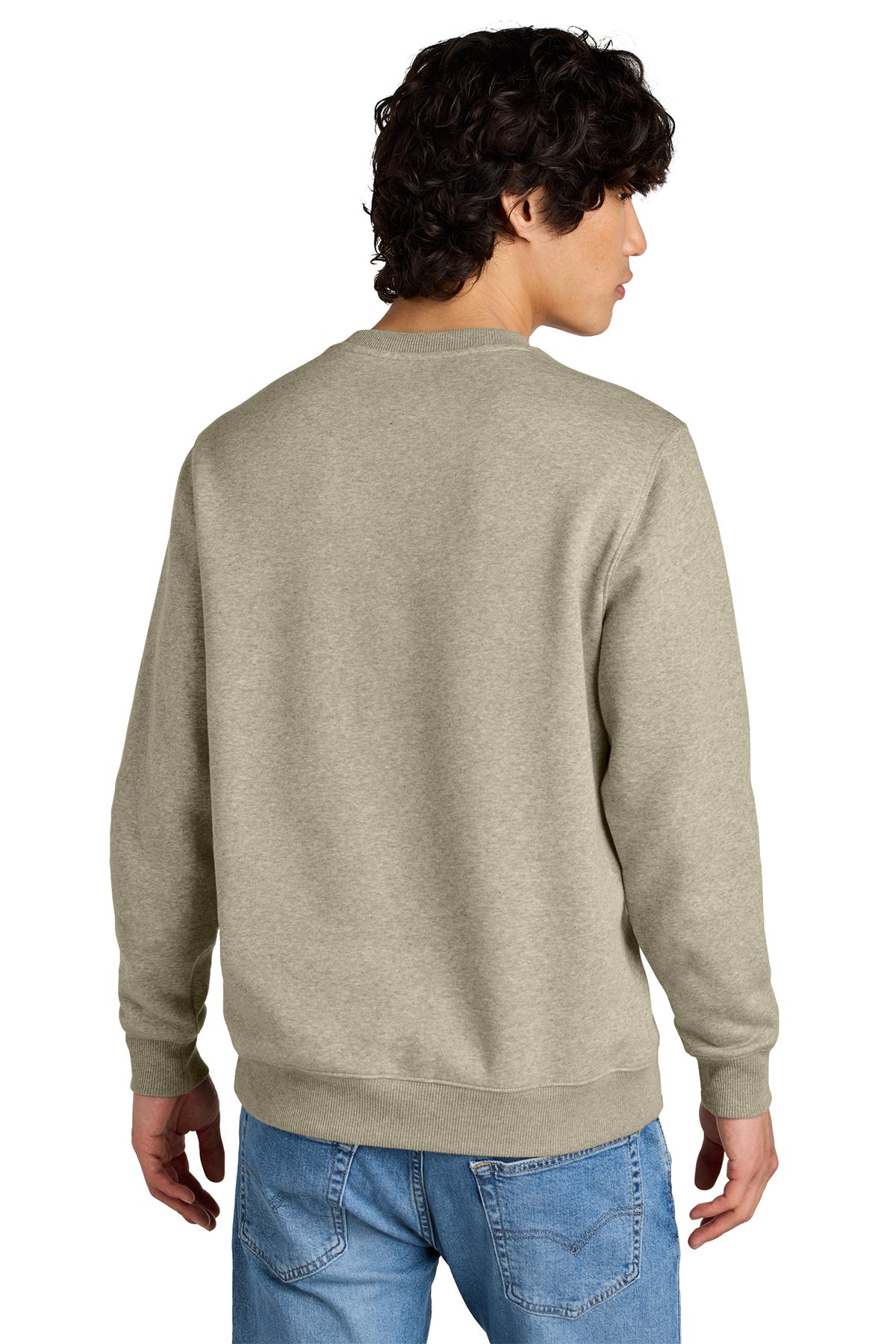 District Perfect Weight Fleece Custom Crews, Heathered Latte