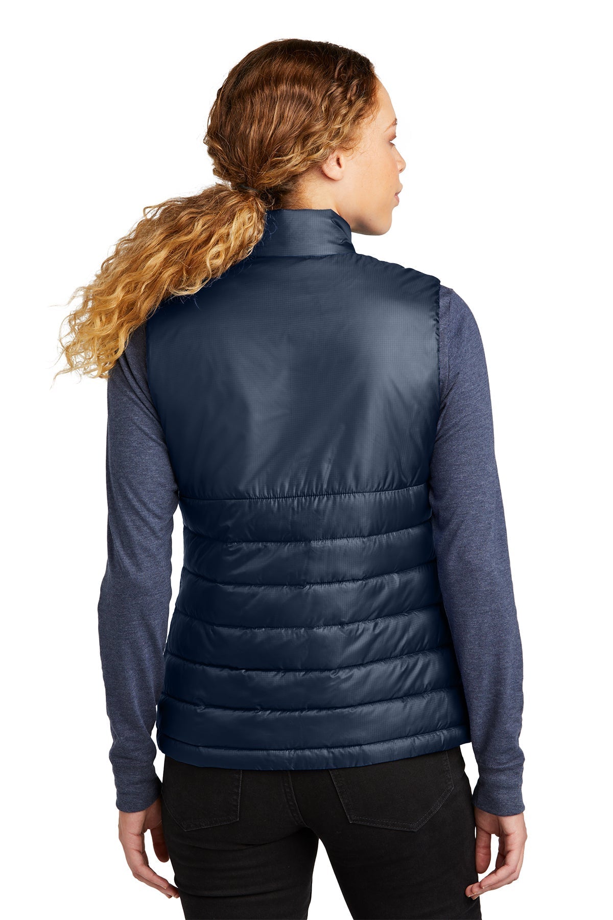 Eddie Bauer Ladies Customized Quilted Vests, River Blue Navy [Glazing Solutions]