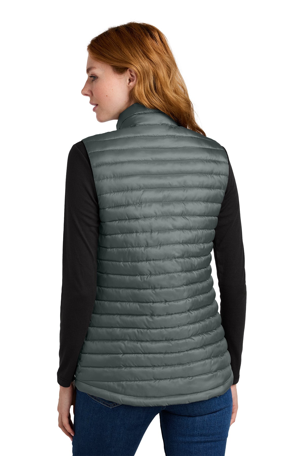 Eddie Bauer Womens Packable Quilted Custom Vests, Metal Grey