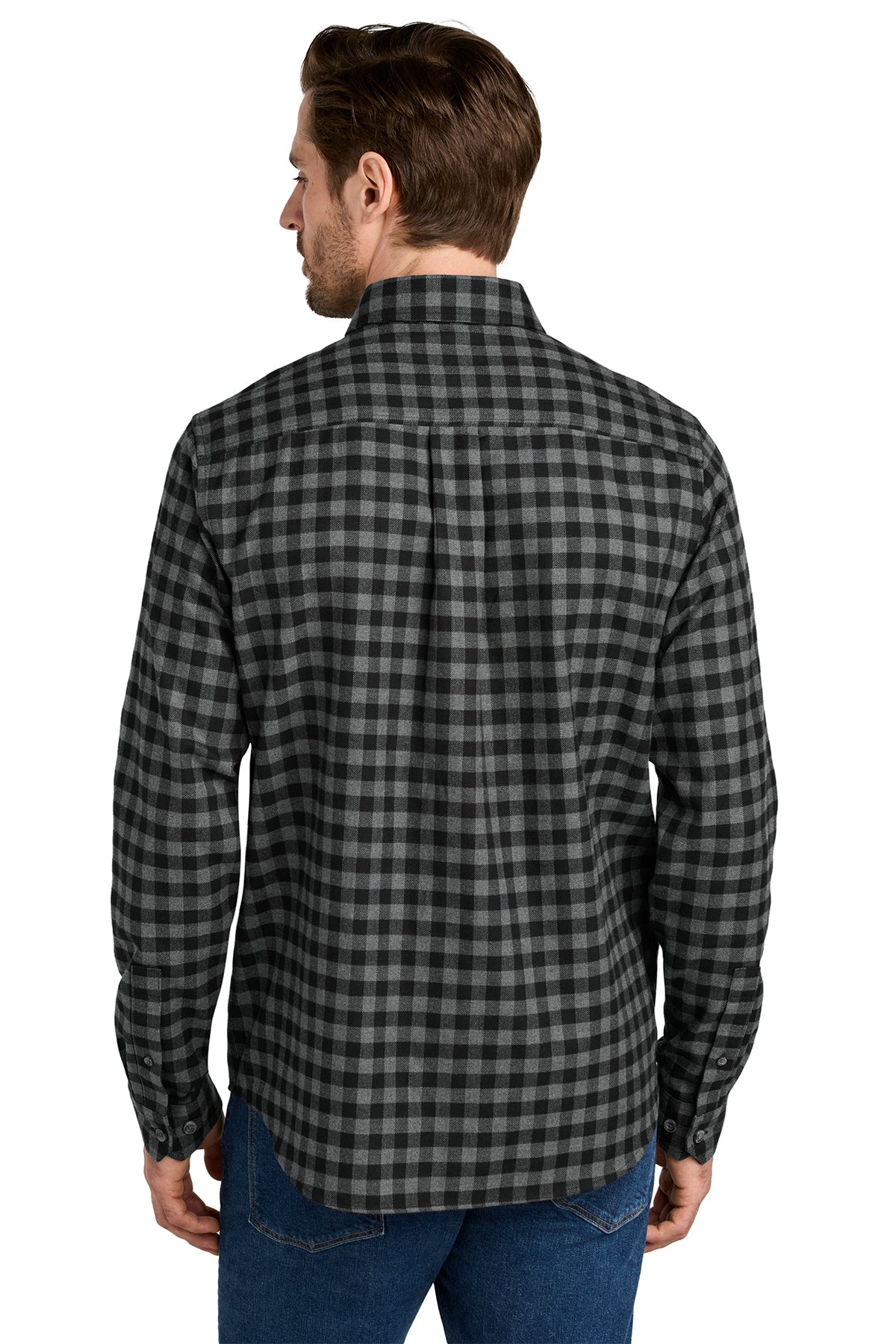 Eddie Bauer Long Sleeve Favorite Flannel Plaid Custom Shirts, Deep Black Mini Buffalo