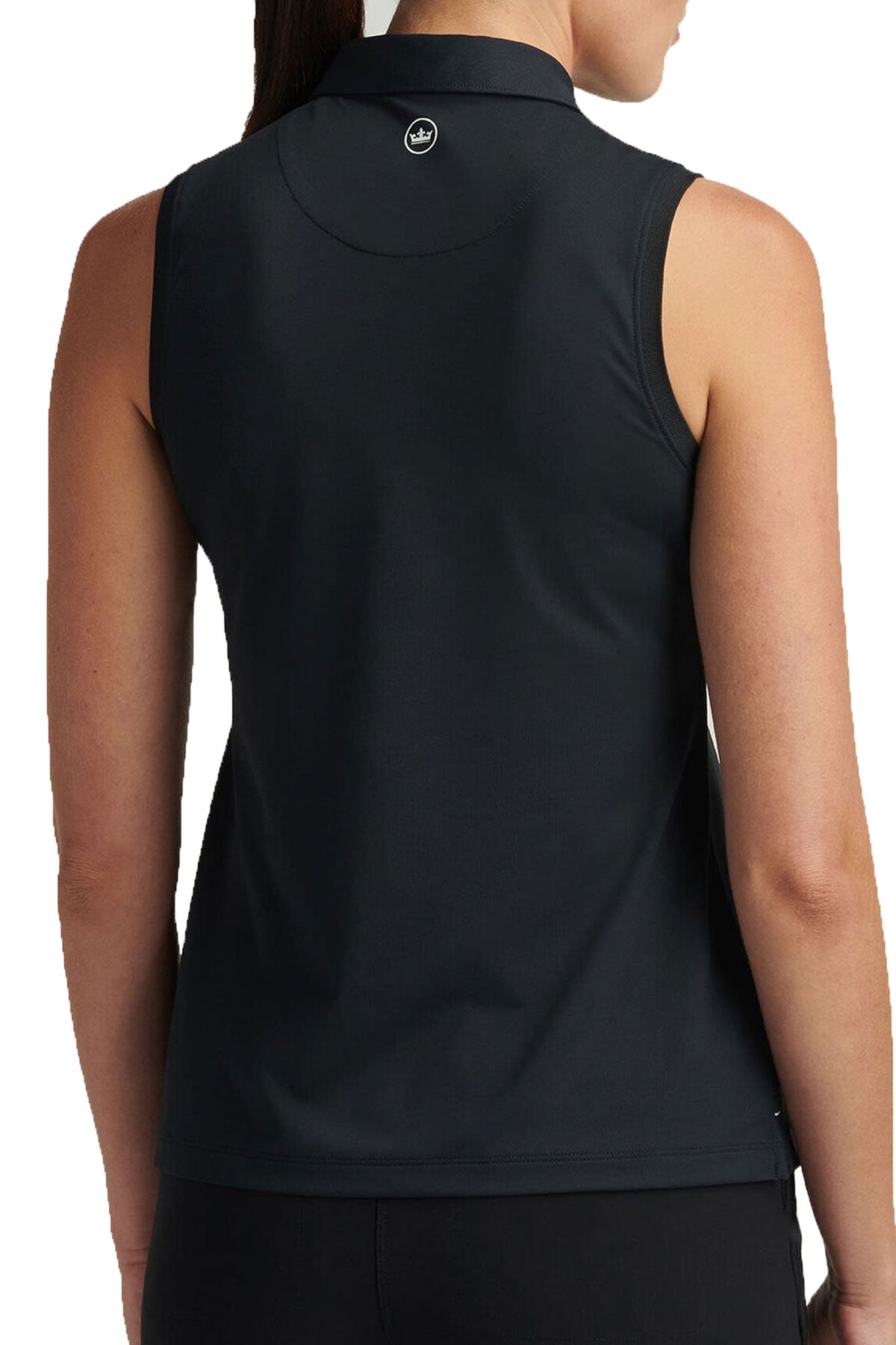 Peter Millar Women's Banded Sport Mesh Sleeveless Custom Button Polos, Black [Fire Solutions]
