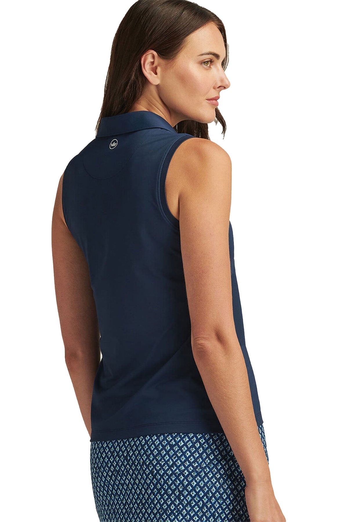 Peter Millar Women's Banded Sport Mesh Sleeveless Custom Button Polos, Navy [Mechanical Solutions]
