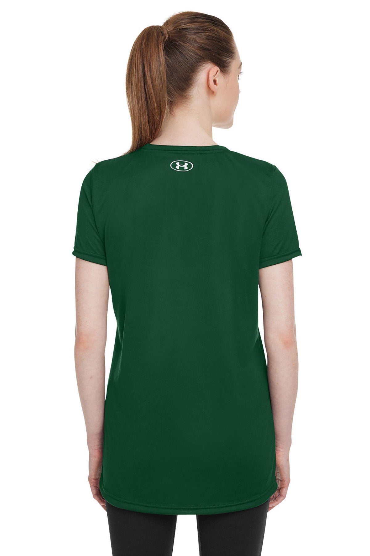 Under Armour Ladies Tech Branded T-Shirts, Forest Green