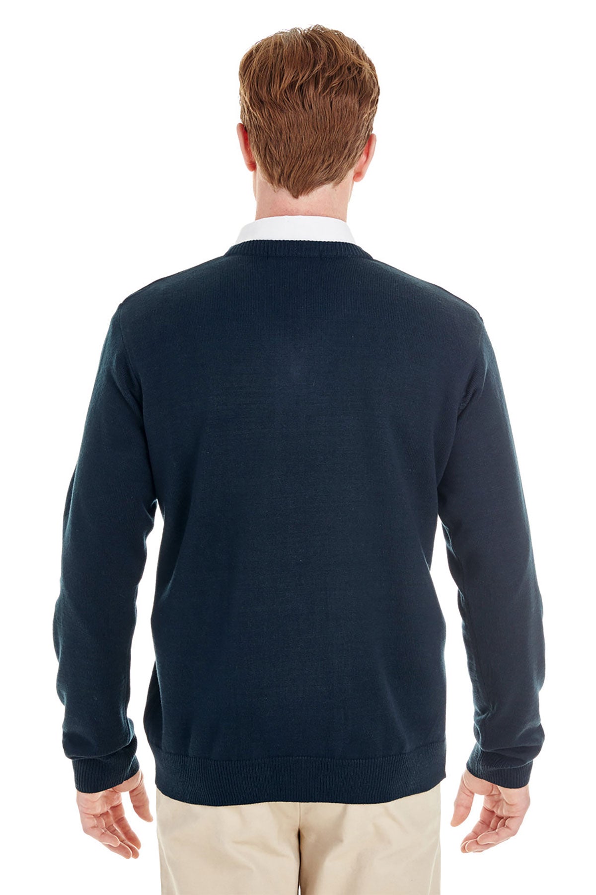 Harriton Pilbloc Custom V-Neck Sweaters, Dark Navy