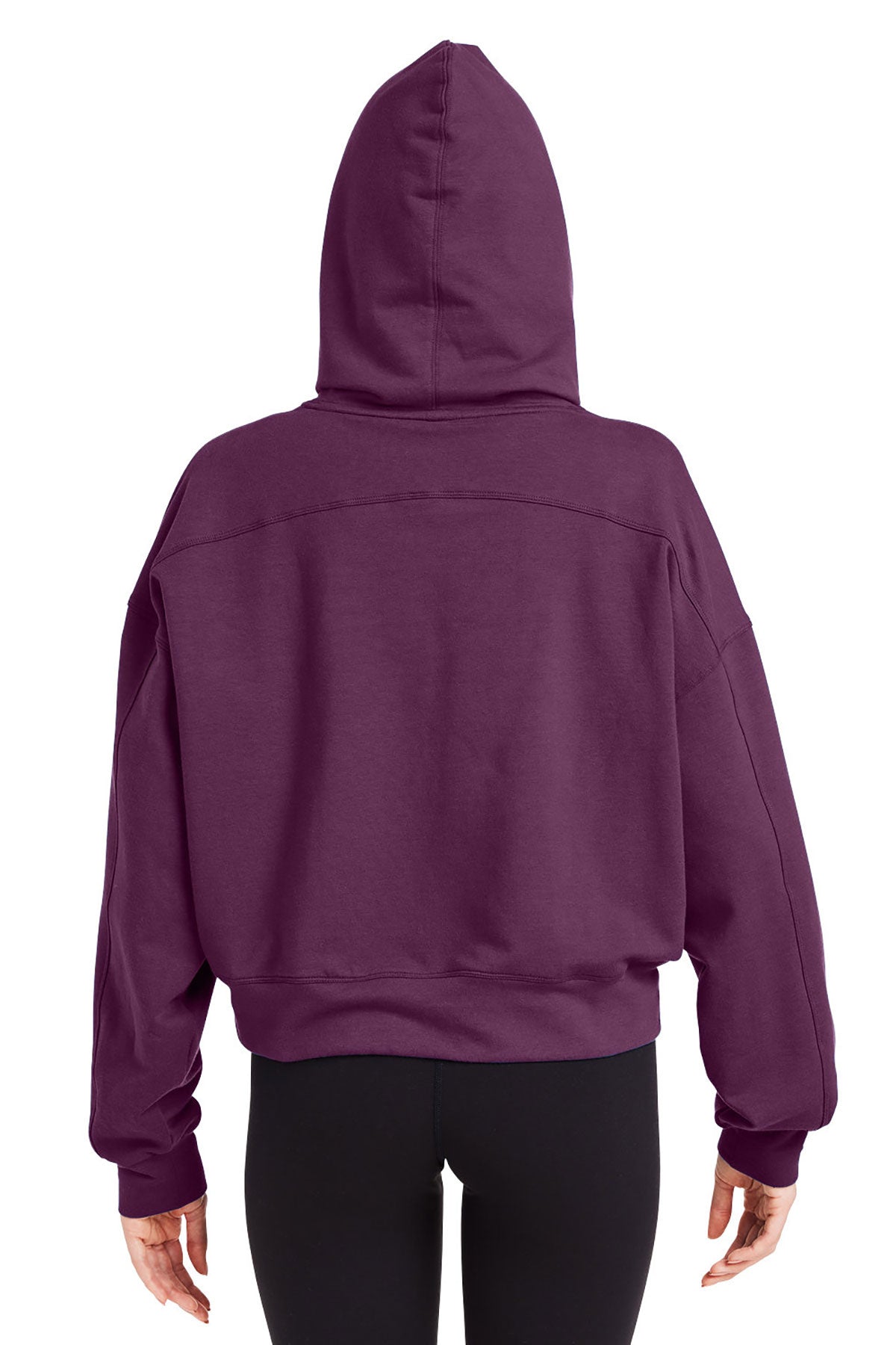 Glyder Ladies Vintage Oversized Cropped Hooded Custom Sweatshirts, Mulberry