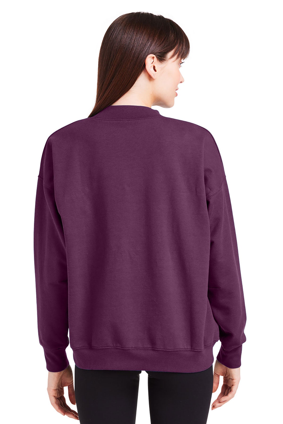 Glyder Ladies Vintage Oversized Crew Custom Pullovers, Mulberry