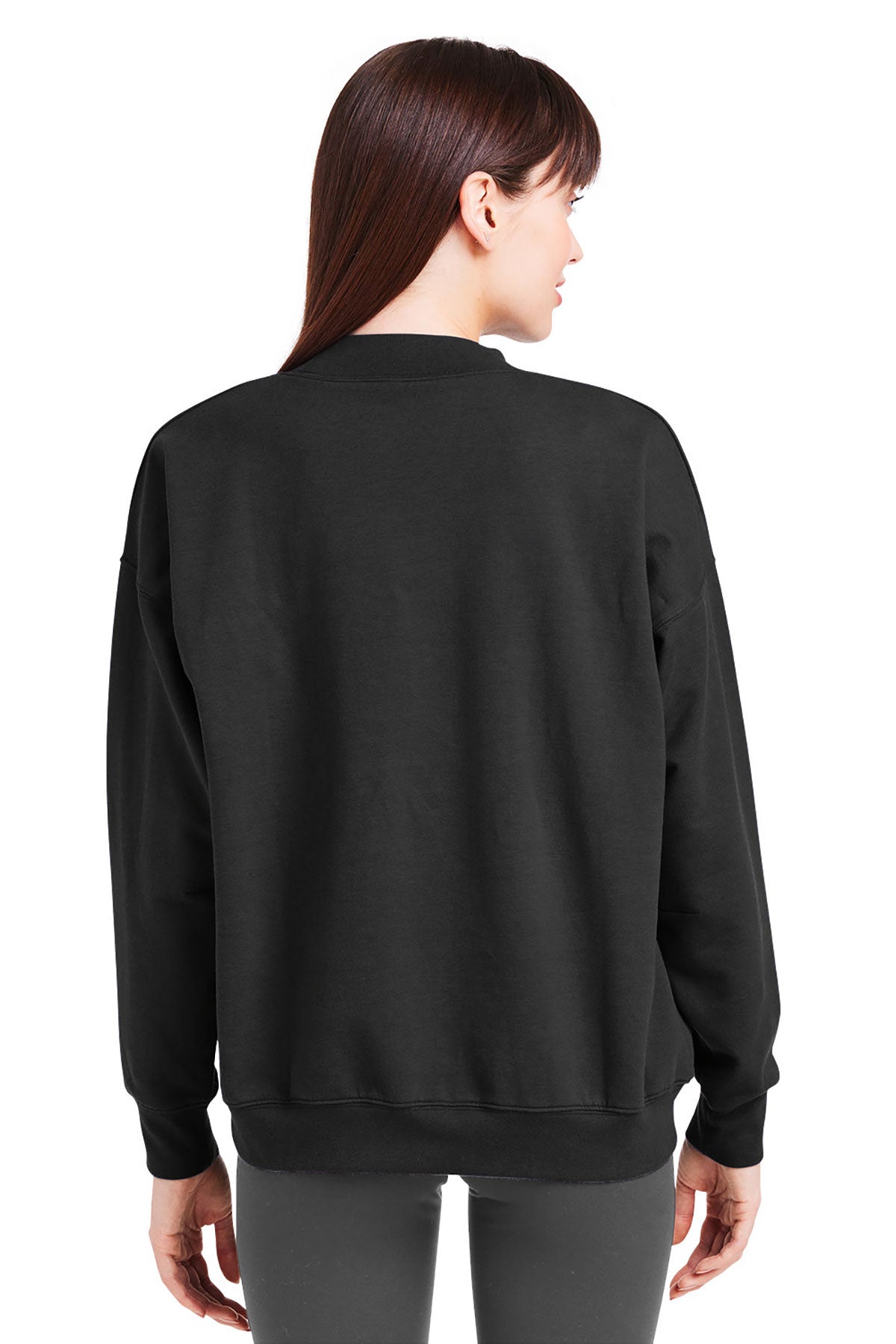 Glyder Ladies Vintage Oversized Crew Custom Pullovers, Black