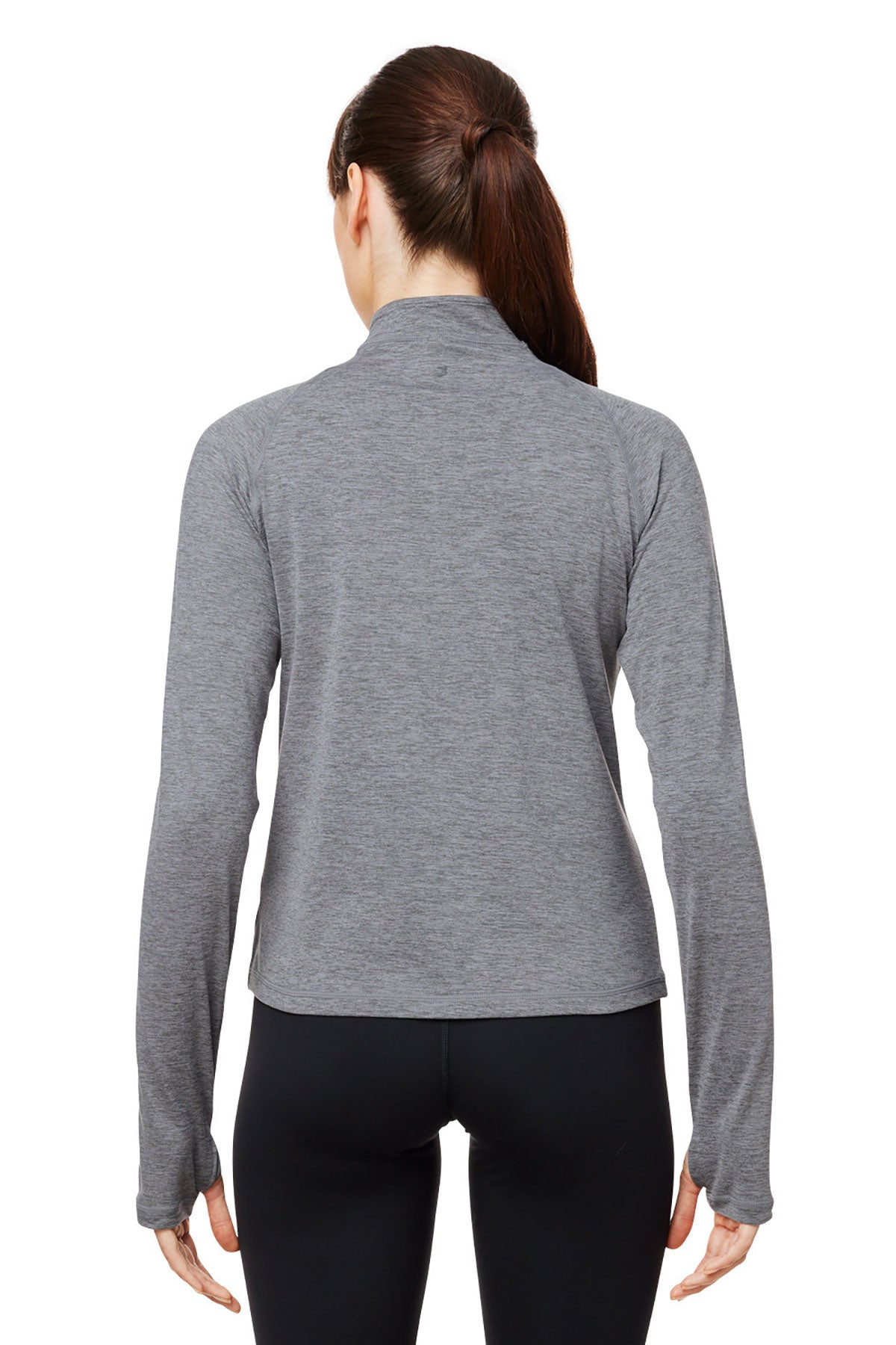 Glyder Ladies Marbled Jersey Fairway Custom Quarter-Zips, Ash Grey Marble