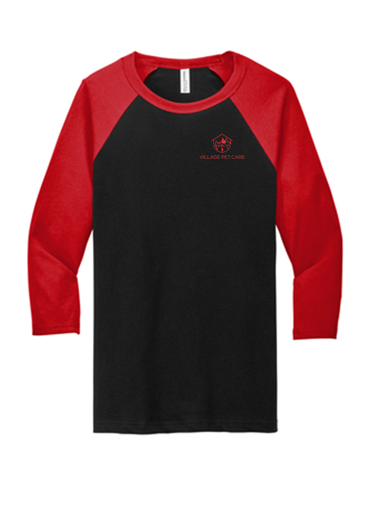 Bella Unisex 3/4-Sleeve T-Shirt, Black/ Red [Village Pet Care]