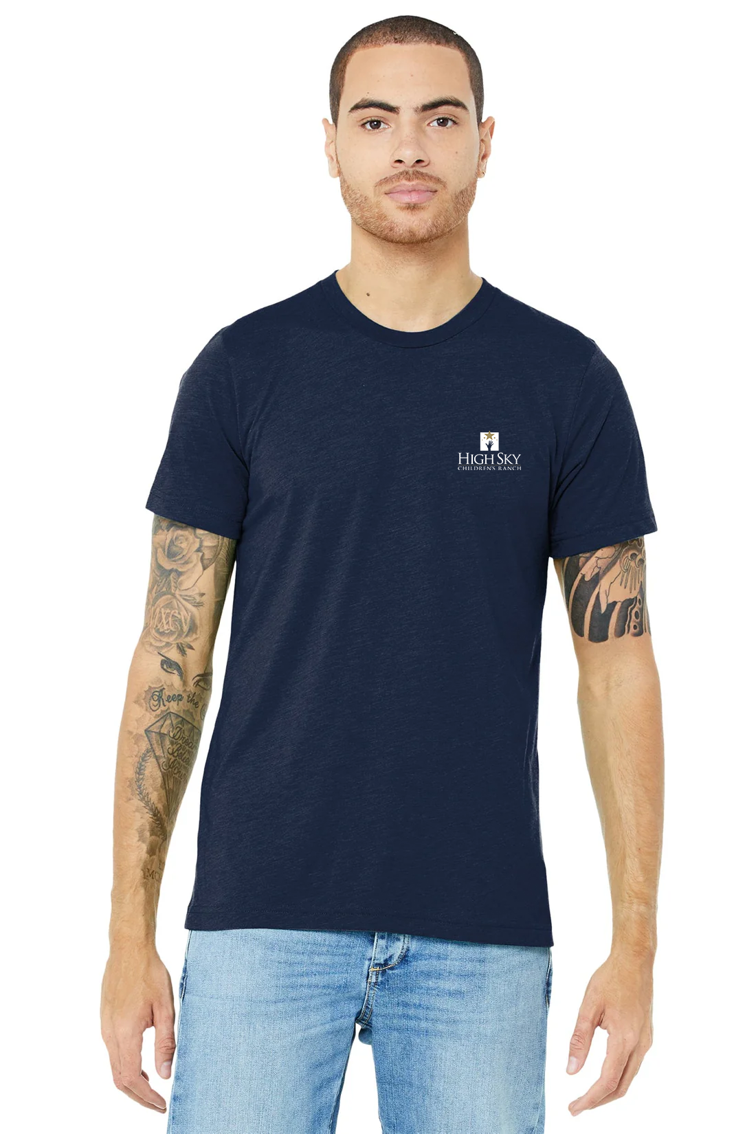 Bella Canvas Unisex Triblend T-Shirt, Solid Navy [High Sky Children's Ranch]