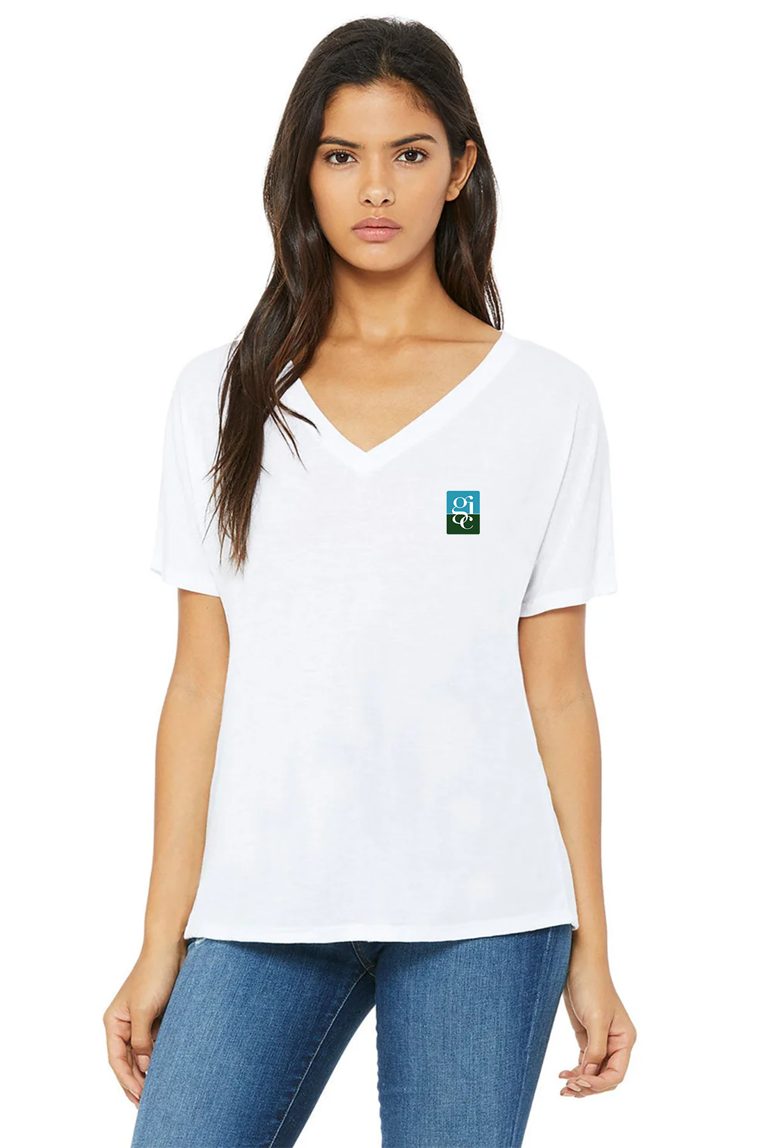 Bella Canvas Ladies Slouchy V-Neck T-Shirt, White [Gershman Investment Corp.]
