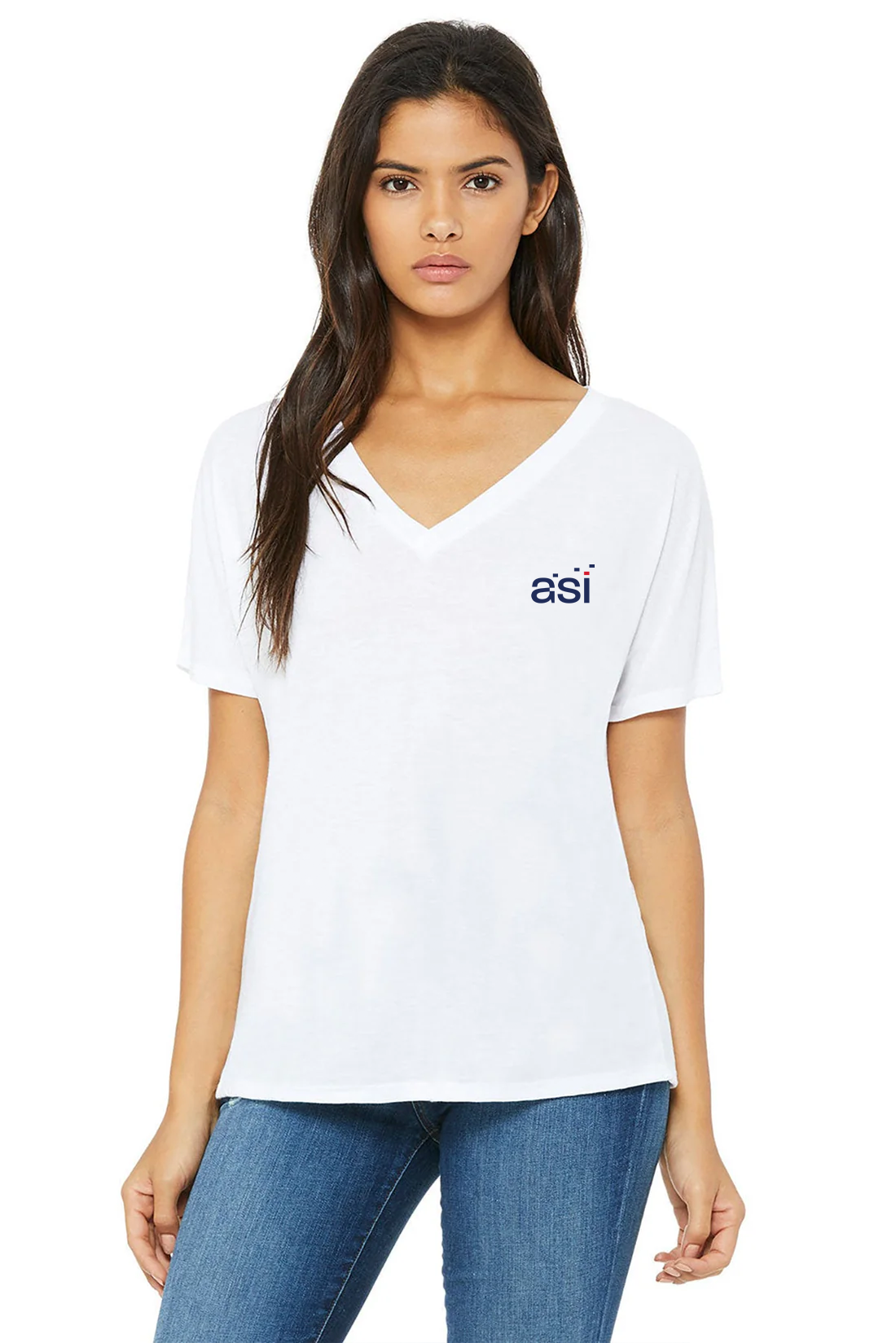 Bella Canvas Ladies Slouchy V-Neck T-Shirt, White [ASI]